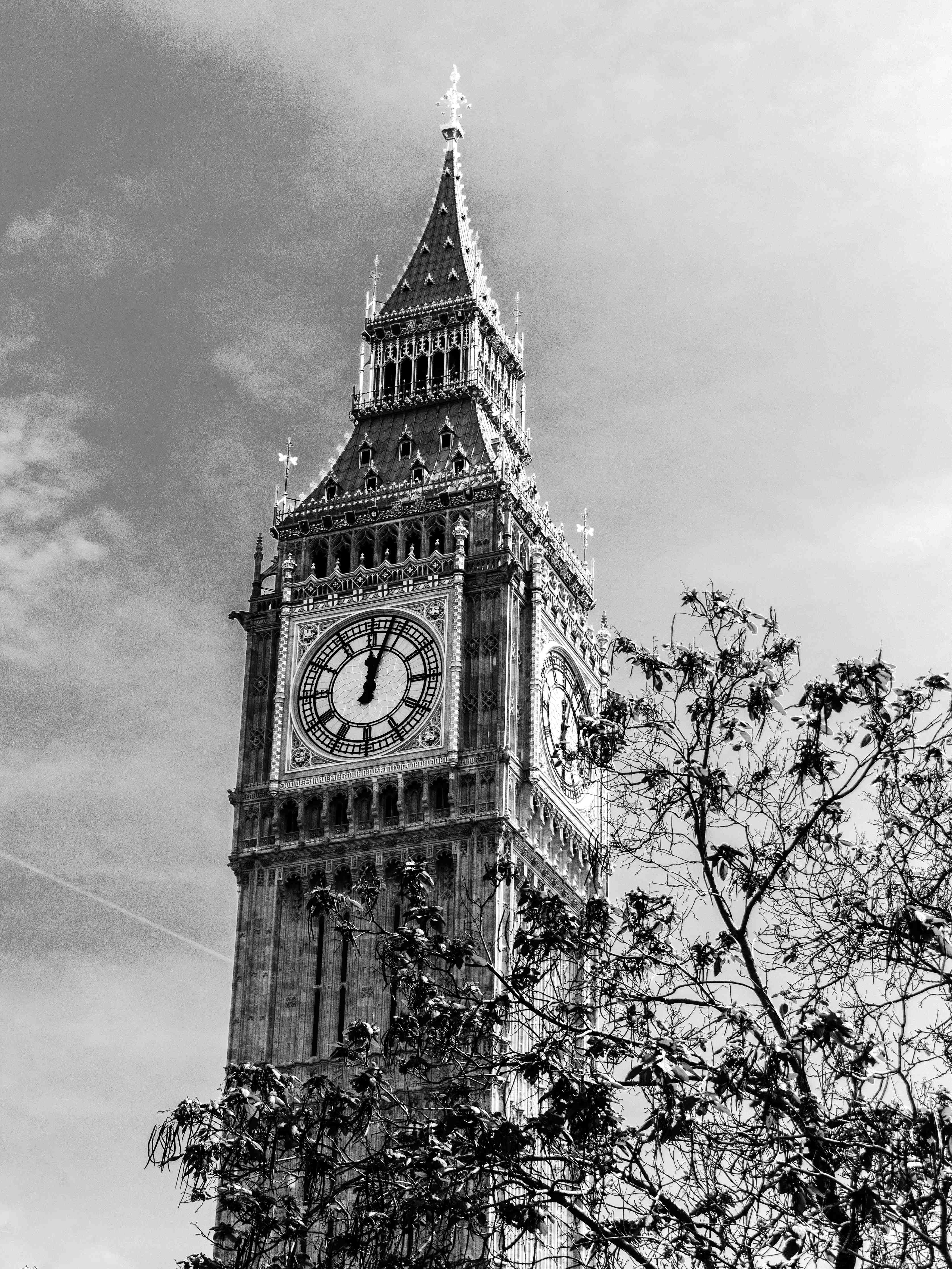 Große Wandbilder-Schwarz-Weiß-London Clock Tower