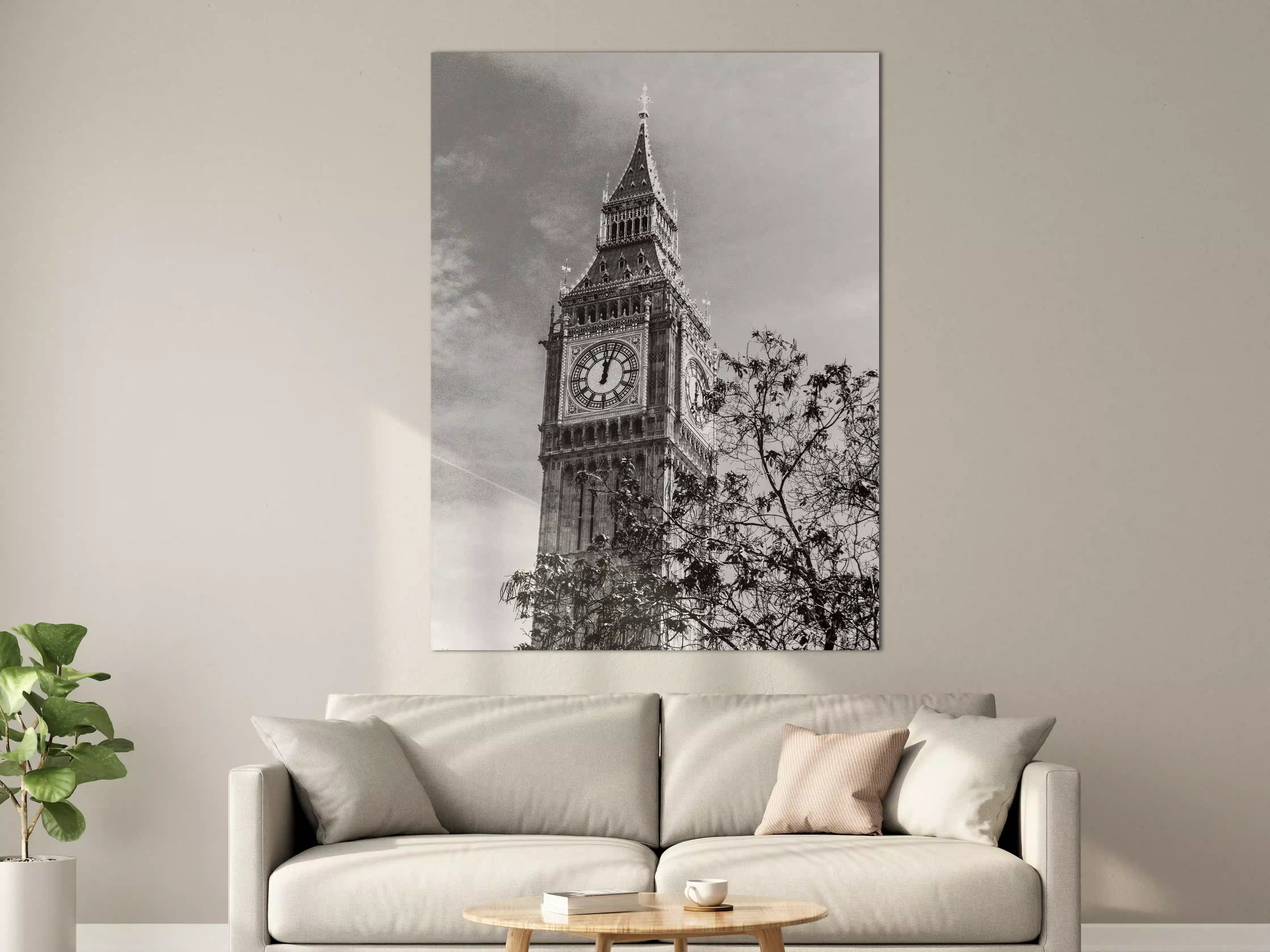 Große Wandbilder - Schwarz-Weiß-London Clock Tower