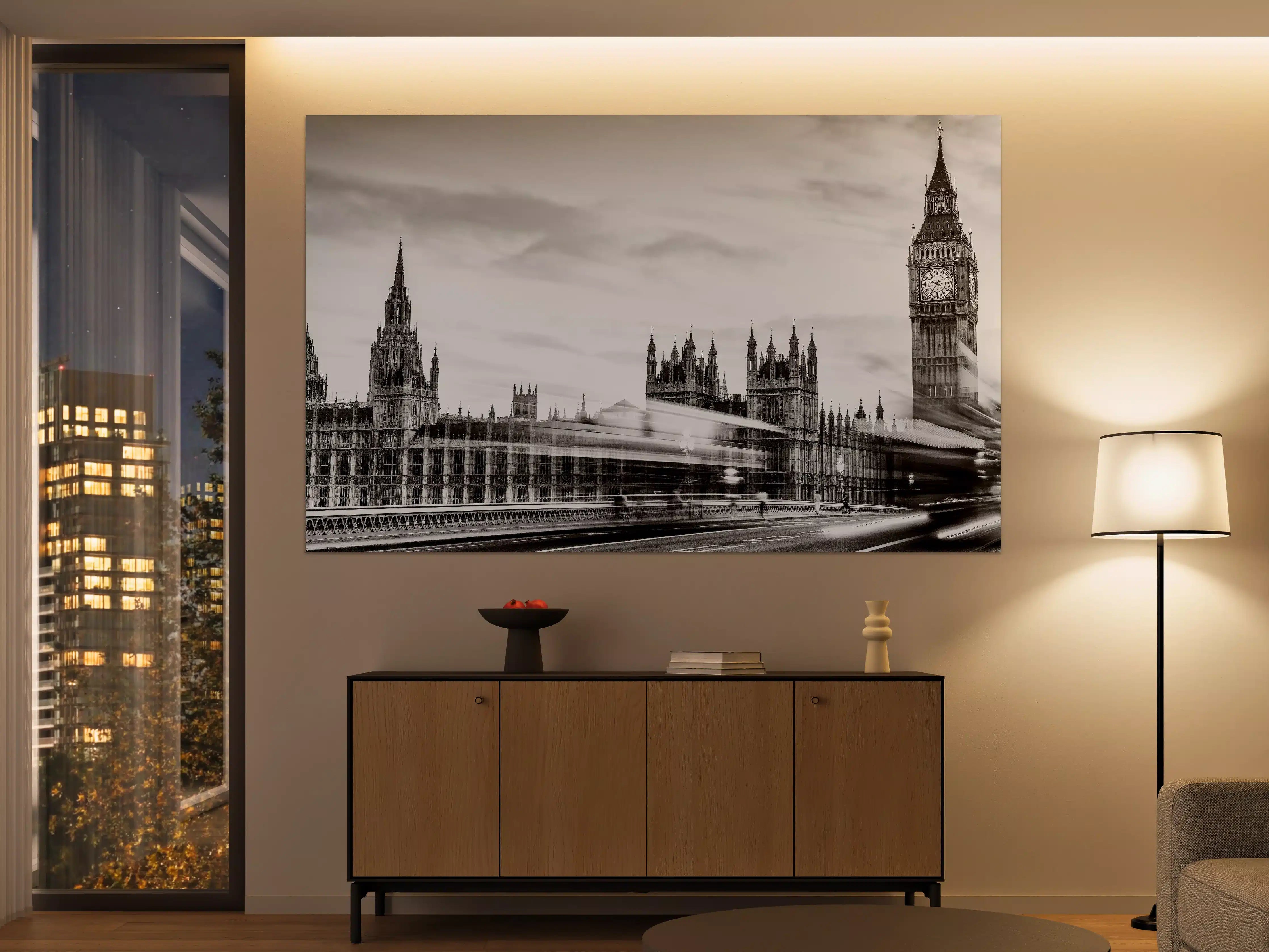 Große Wandbilder - Schwarz-Weiß-London mit Big Ben und historischen Gebäuden