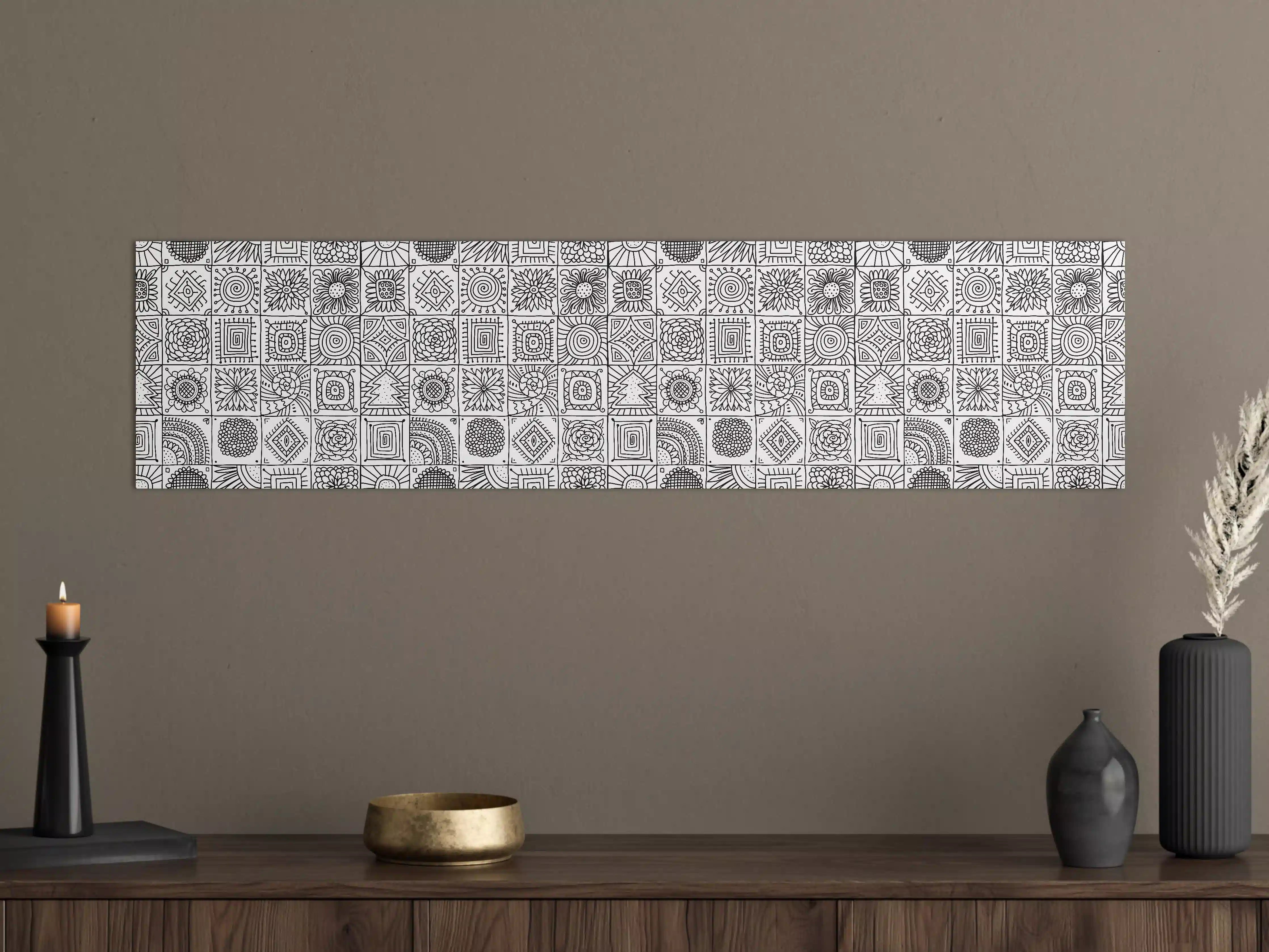 Große Wandbilder - Schwarz-Weiß-Muster in geometrischer Anordnung