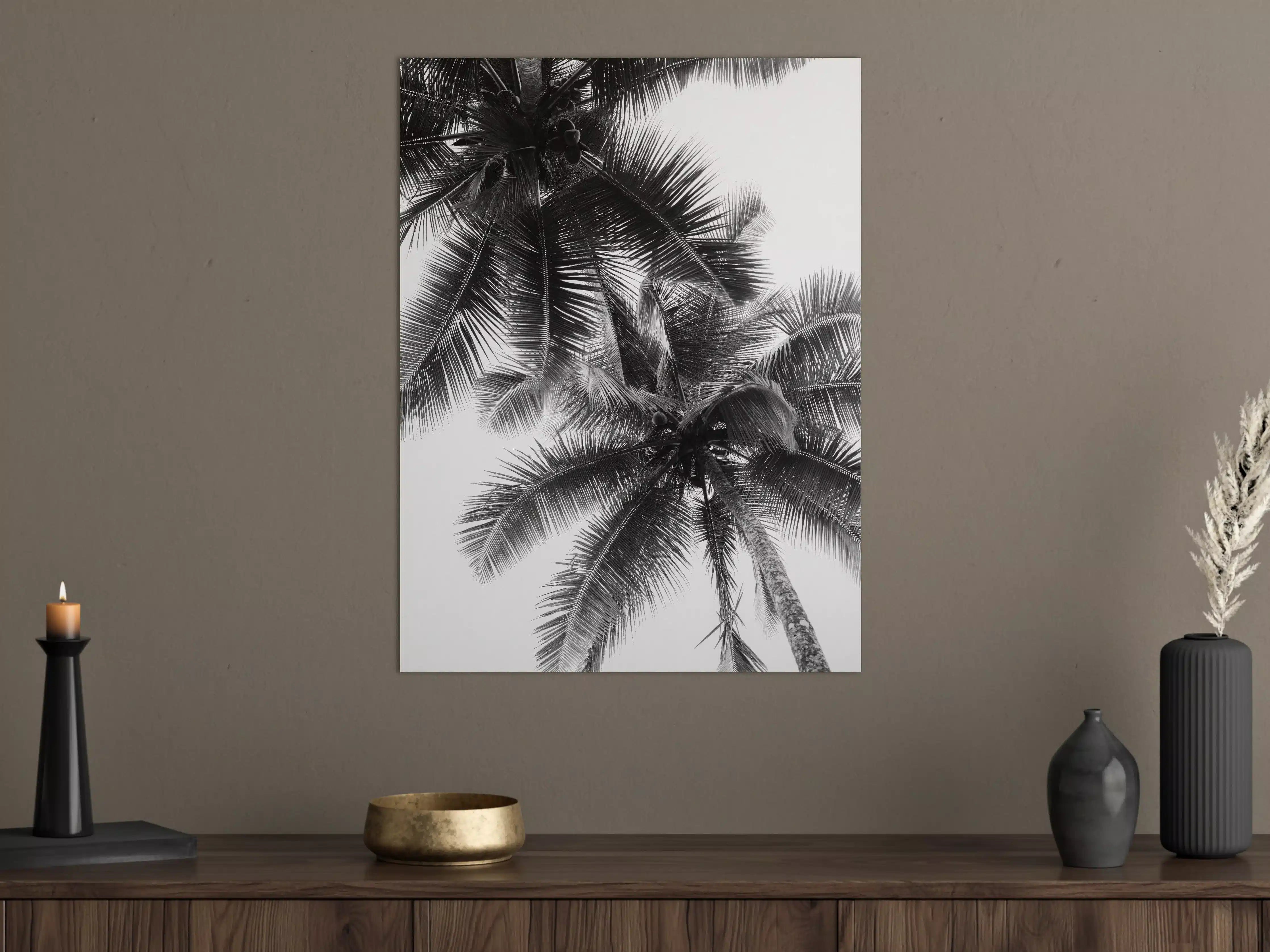 Große Wandbilder - Schwarz-Weiß-Palmenhof