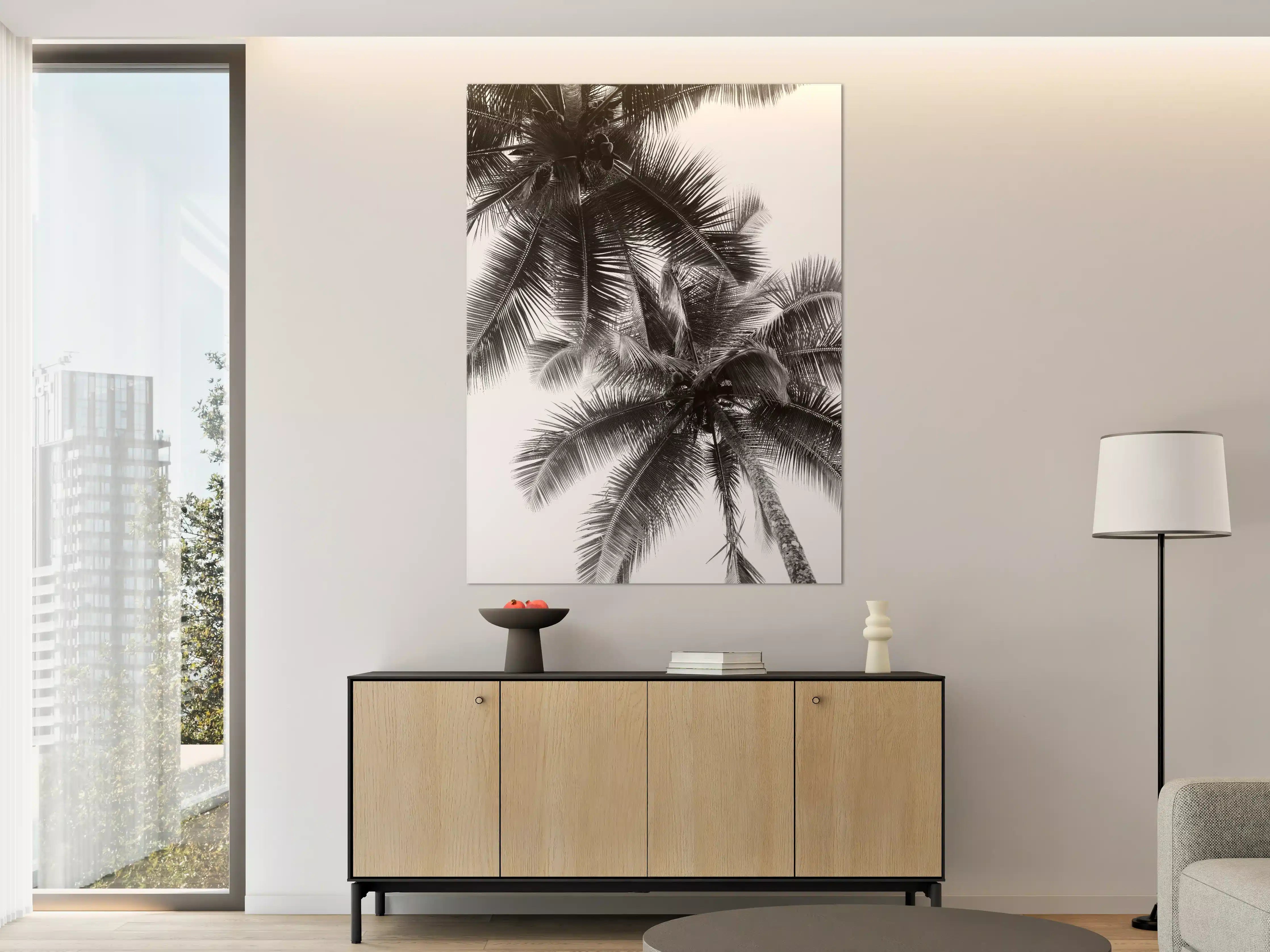 Große Wandbilder - Schwarz-Weiß-Palmenhof