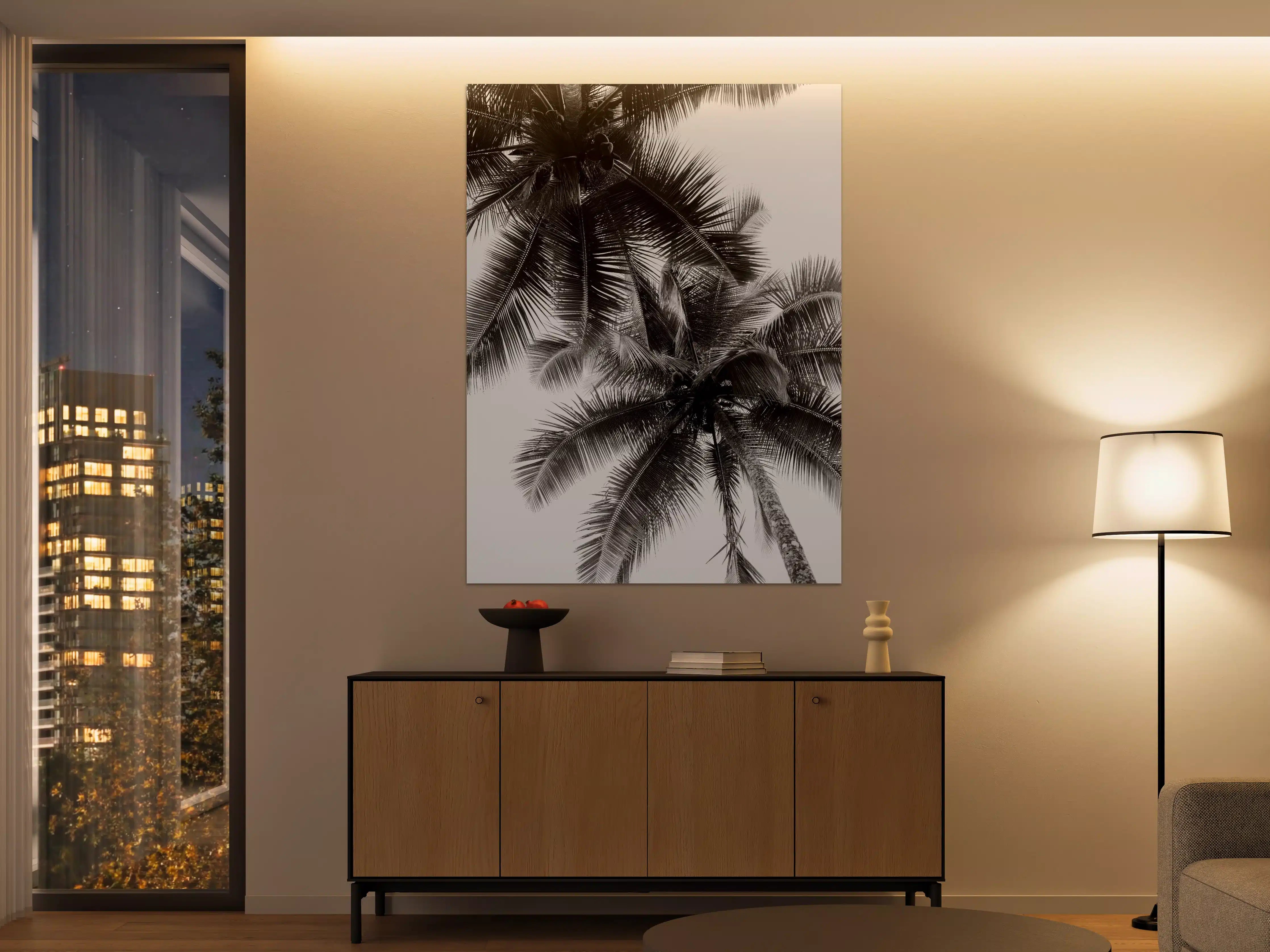Große Wandbilder - Schwarz-Weiß-Palmenhof
