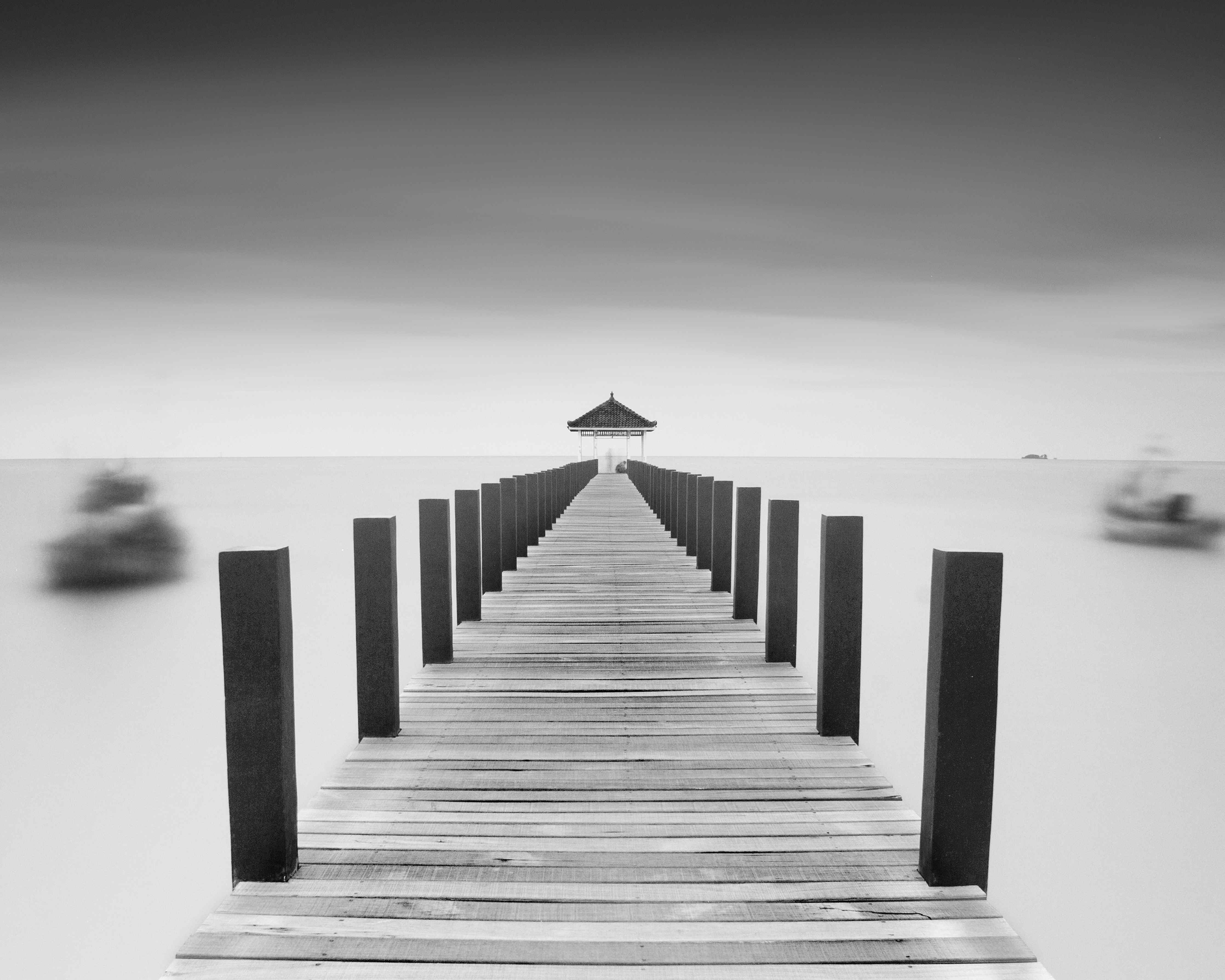 Große Wandbilder-Schwarz-Weiß-Pier mit Aussichtsterrasse