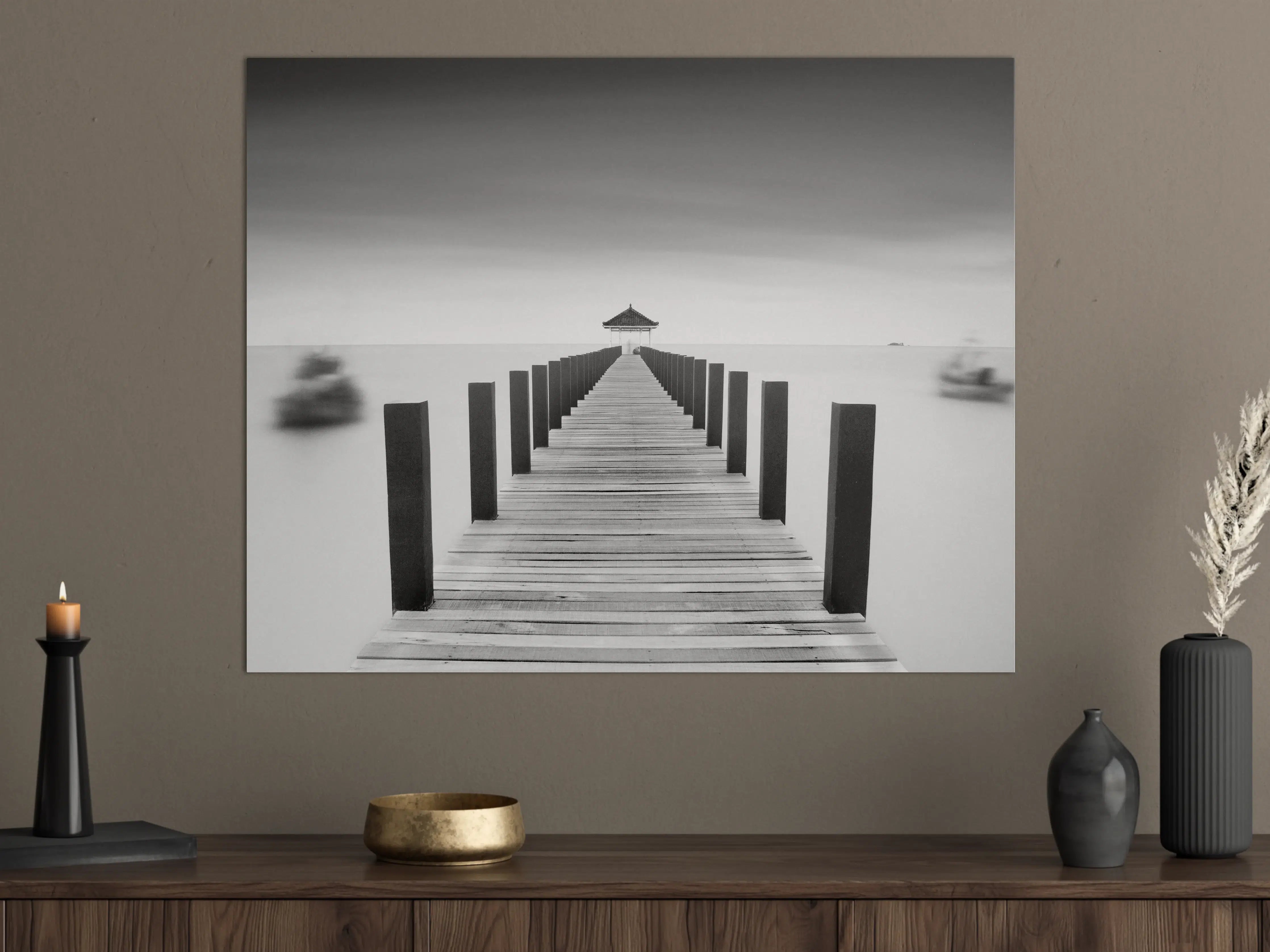 Große Wandbilder - Schwarz-Weiß-Pier mit Aussichtsterrasse