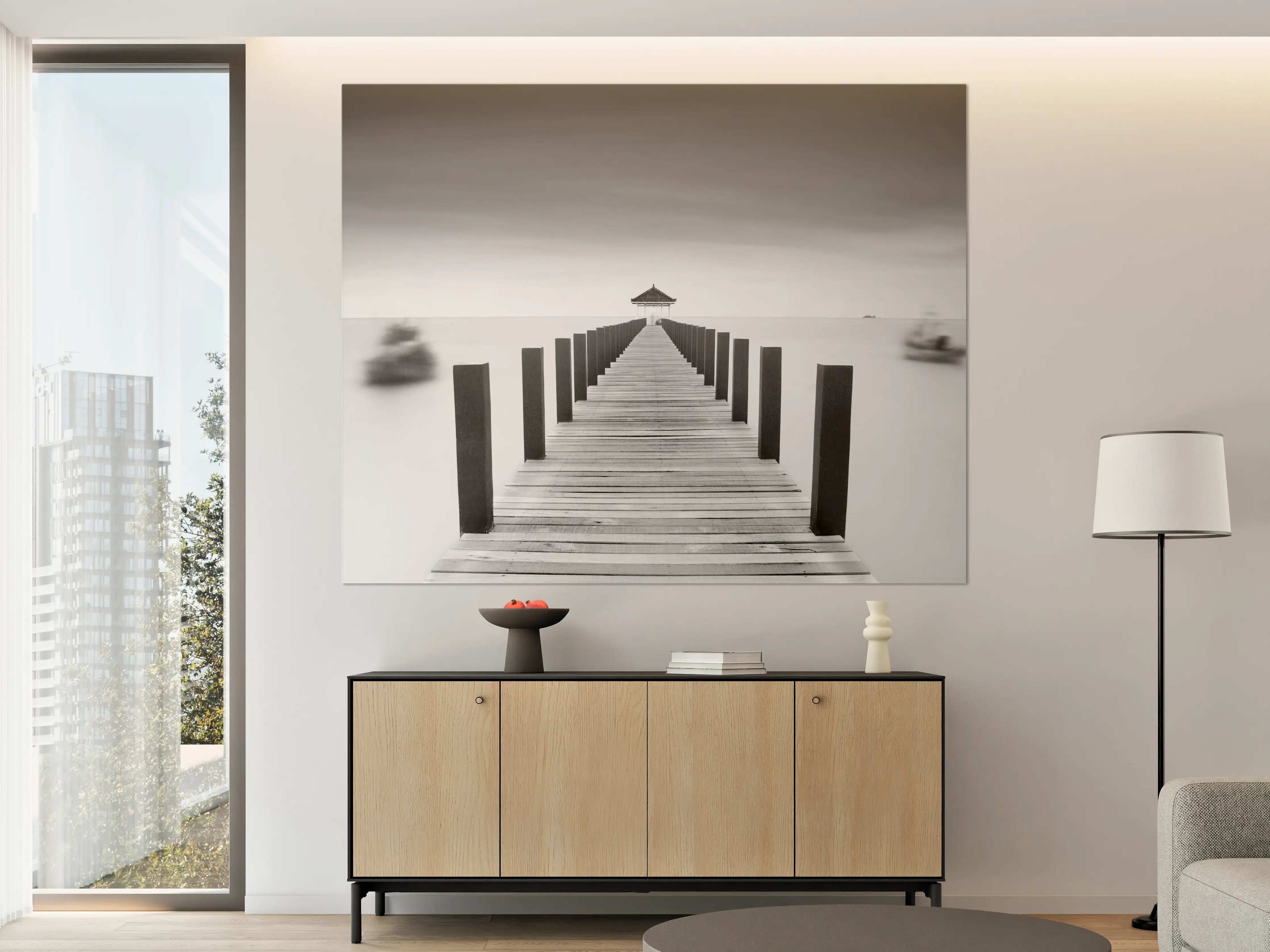 Große Wandbilder - Schwarz-Weiß-Pier mit Aussichtsterrasse