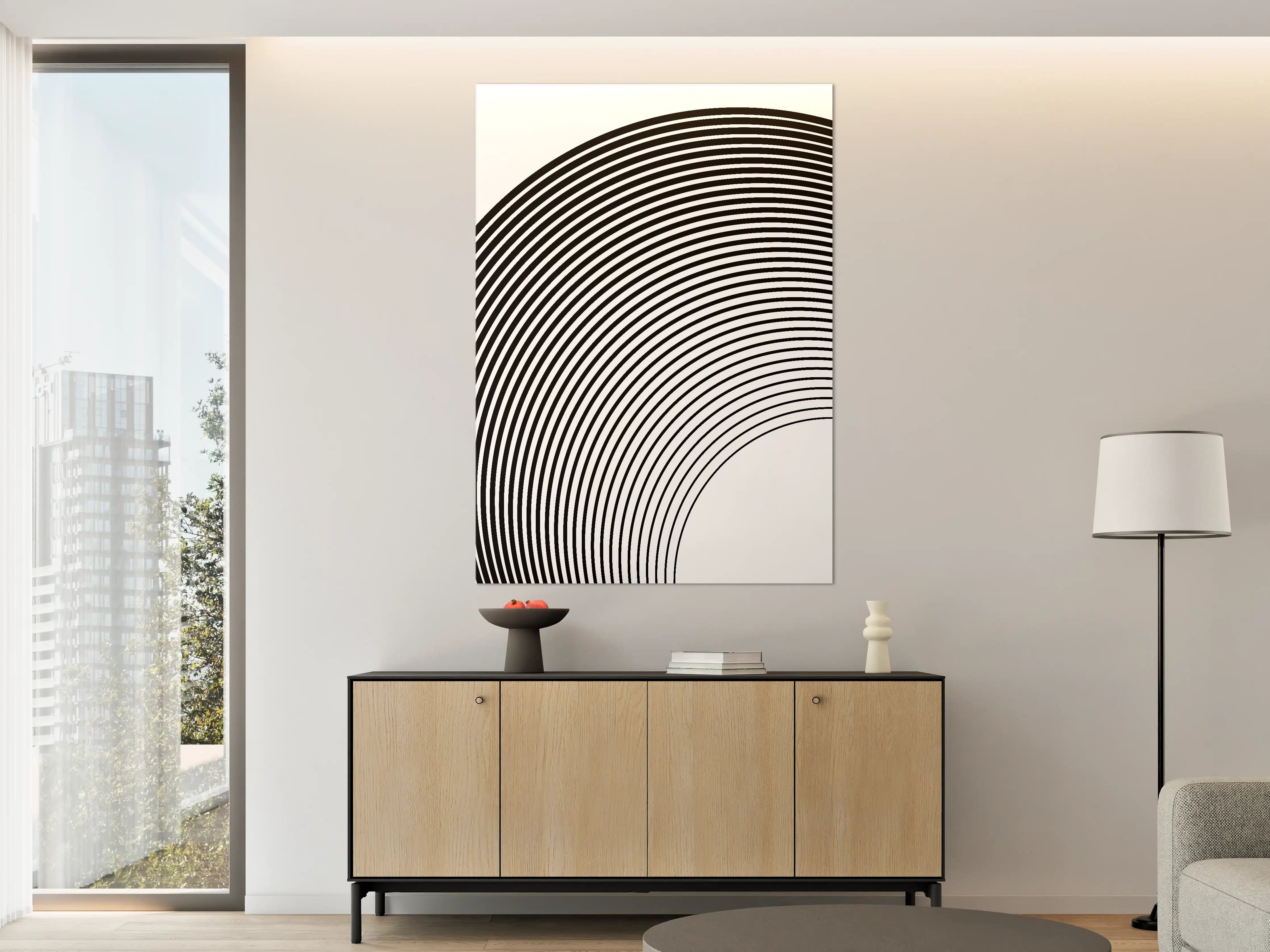 Große Wandbilder - Schwarz-Weiß-Ringe-Design