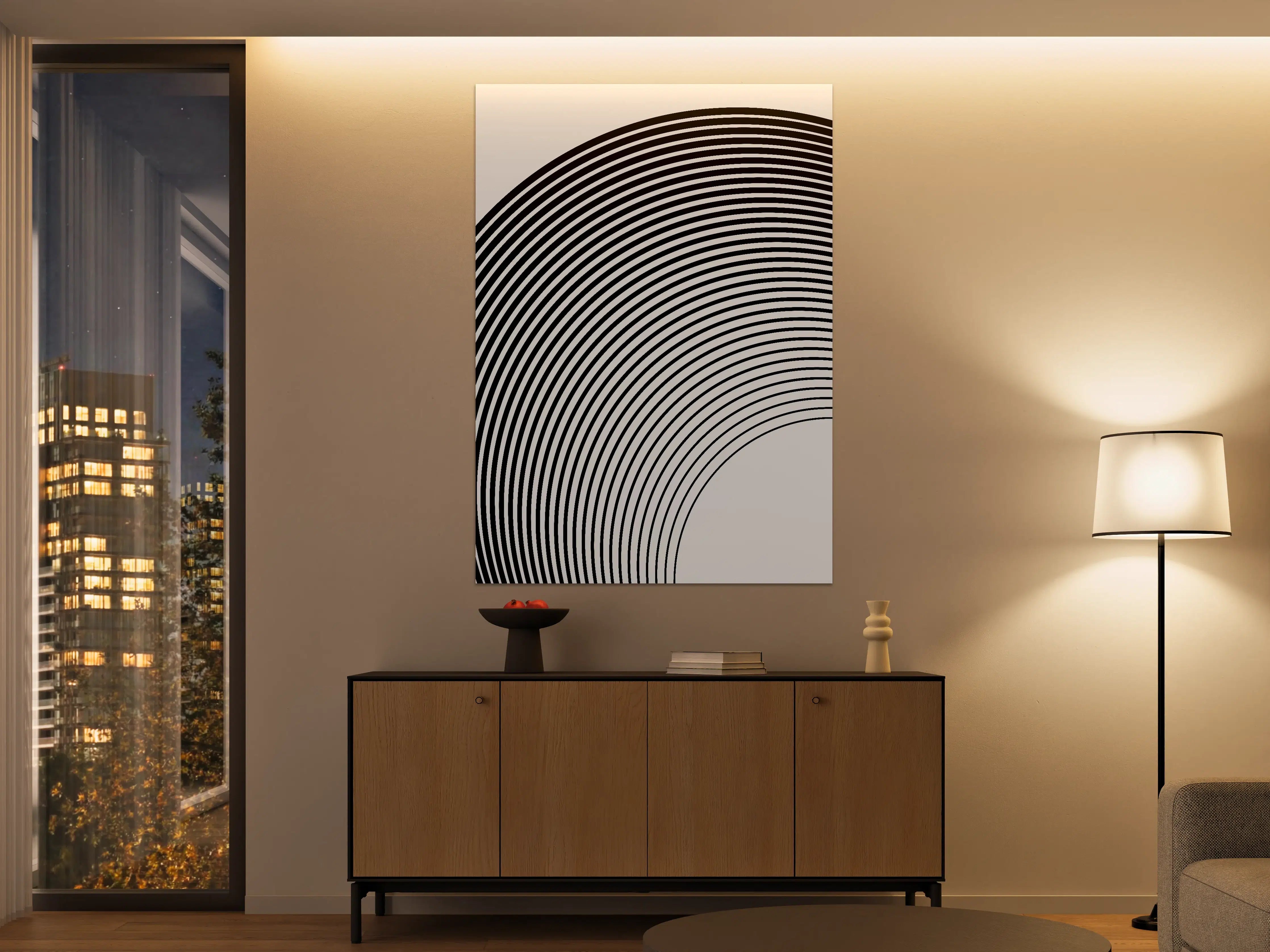 Große Wandbilder - Schwarz-Weiß-Ringe-Design