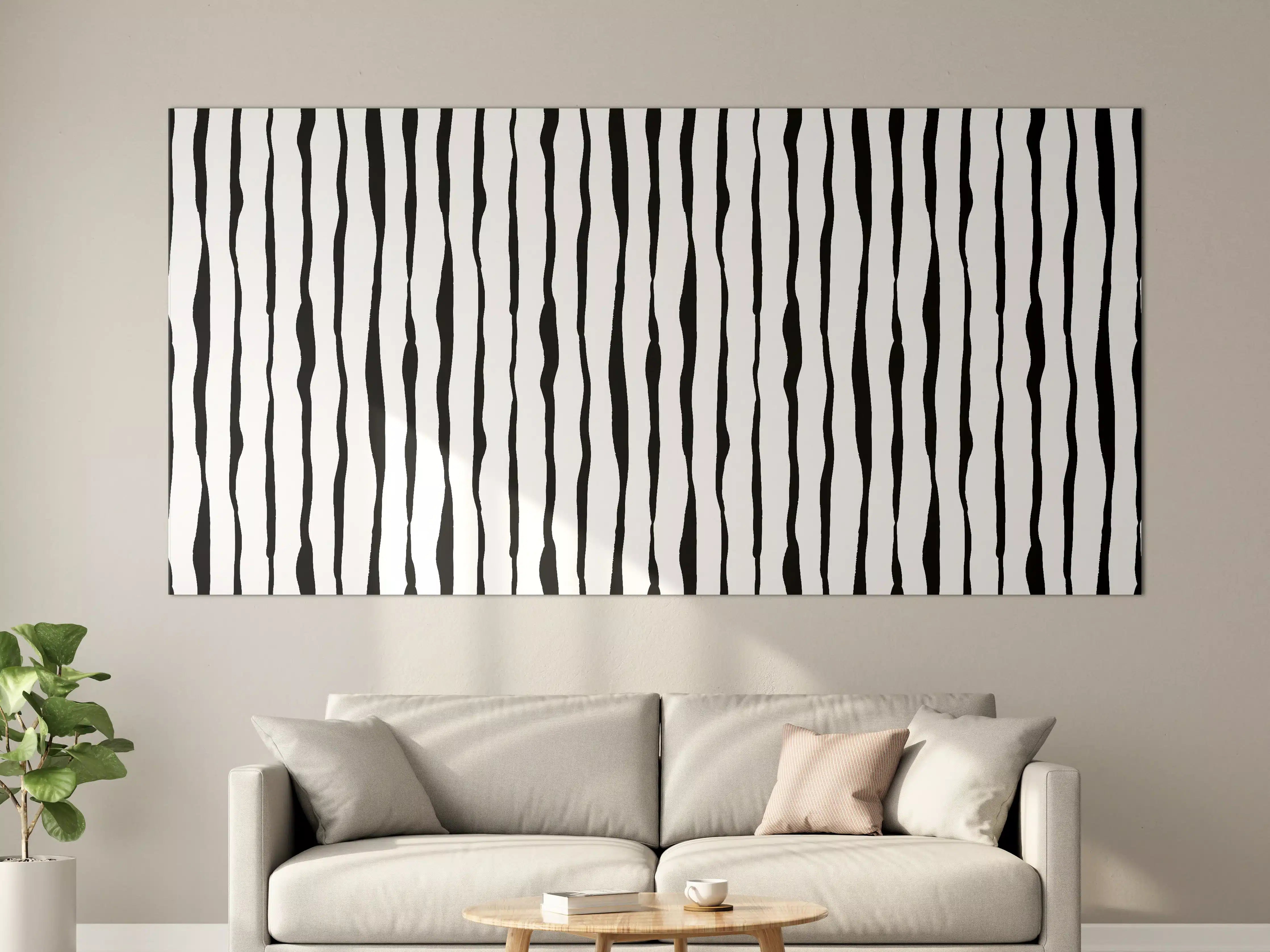 Große Wandbilder - Schwarz-Weiß-Vertical-Streifen-Design