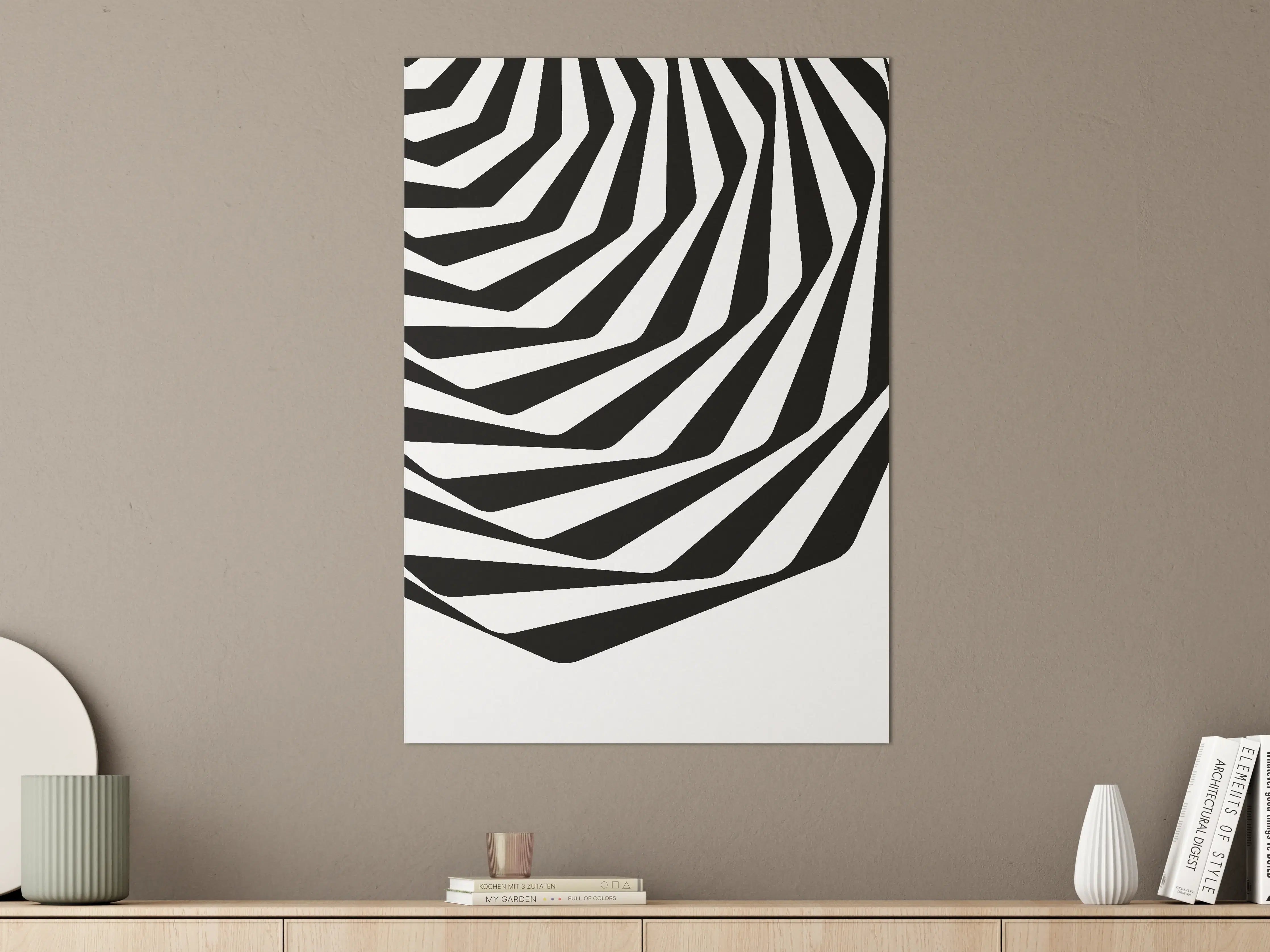 Große Wandbilder - Schwarz-Weiß-Zebrastreifen-Muster