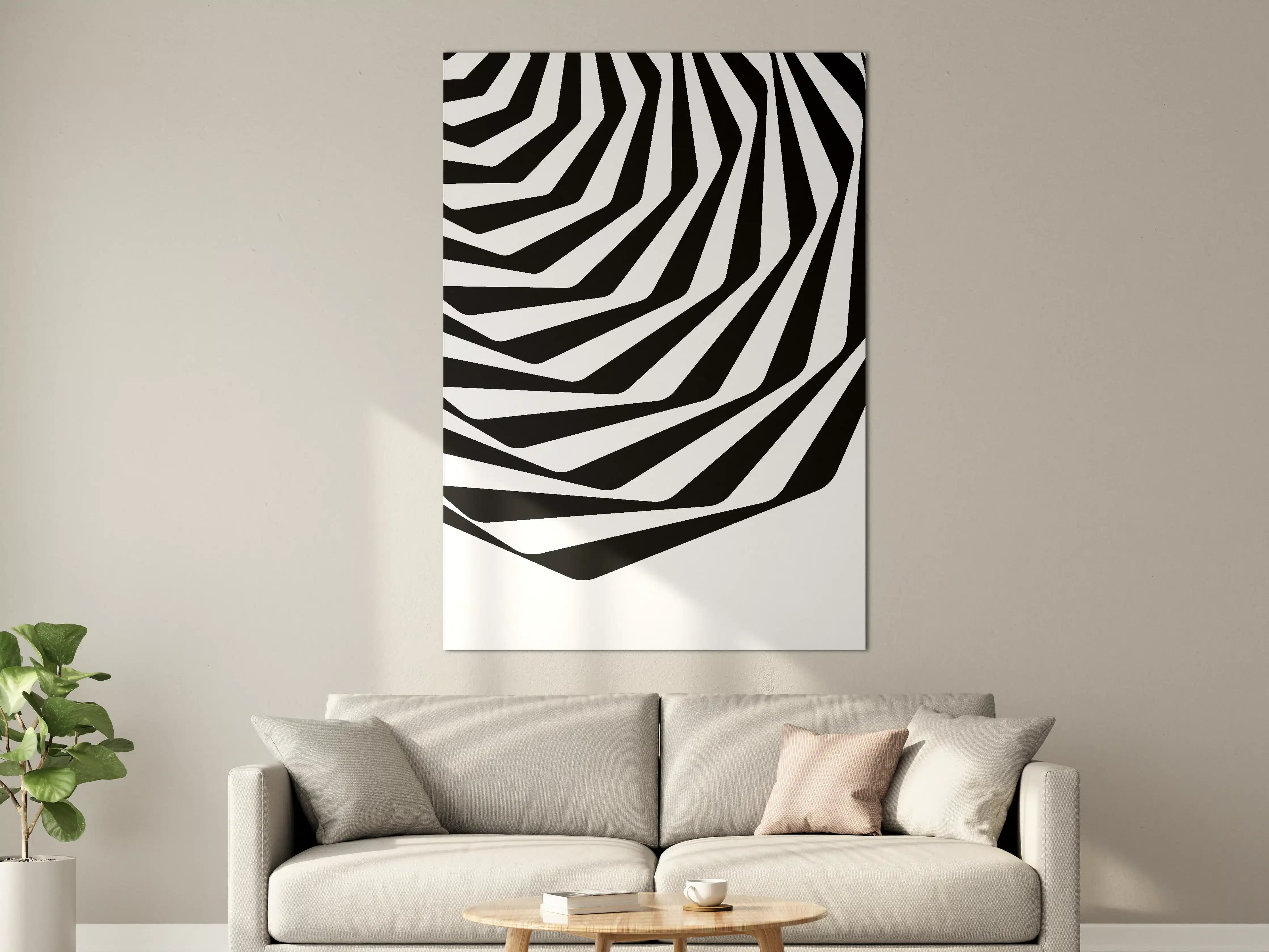 Große Wandbilder - Schwarz-Weiß-Zebrastreifen-Muster