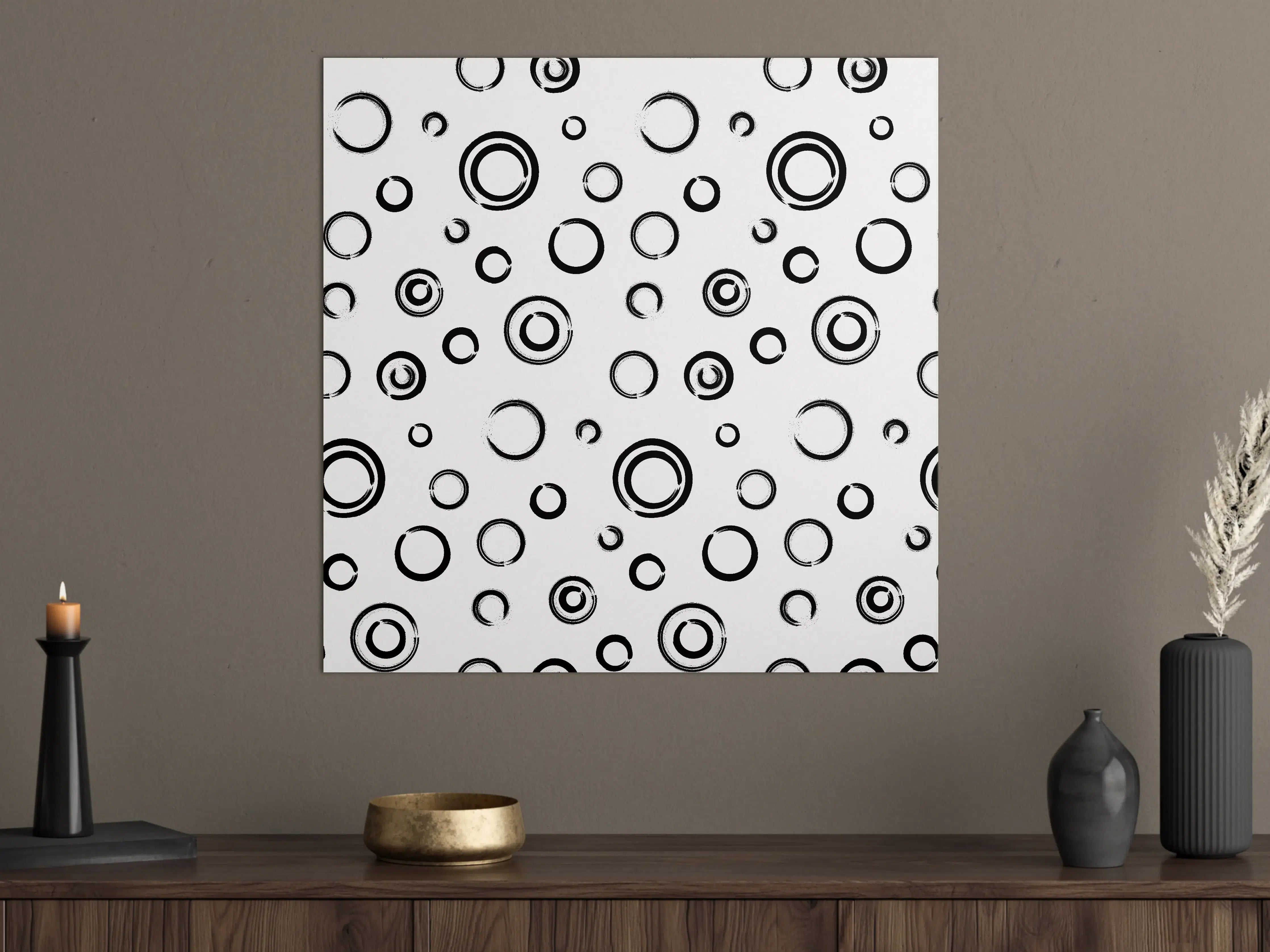 Große Wandbilder - Schwarz-Weiße Kreise Musterwandbild