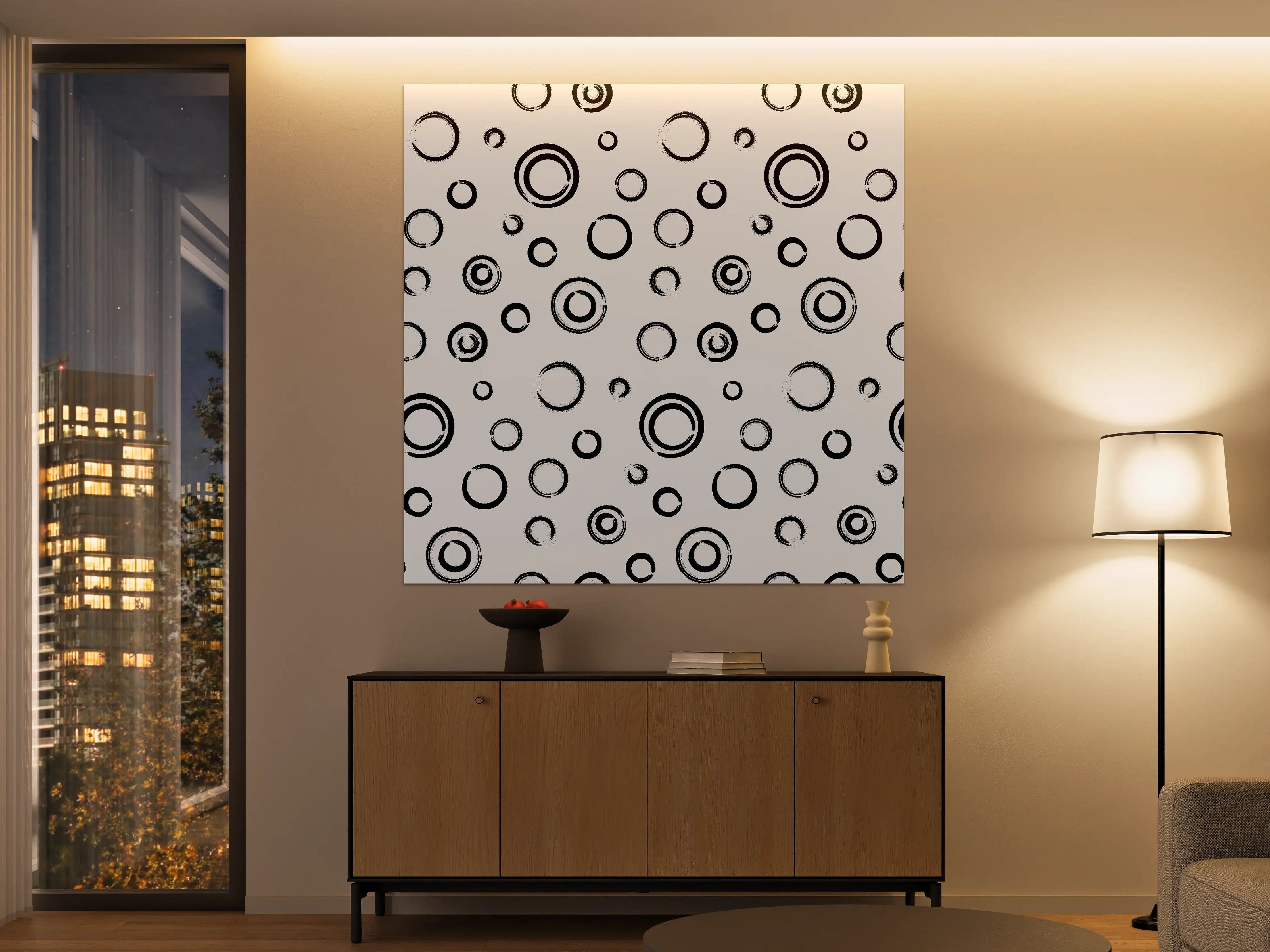 Große Wandbilder - Schwarz-Weiße Kreise Musterwandbild