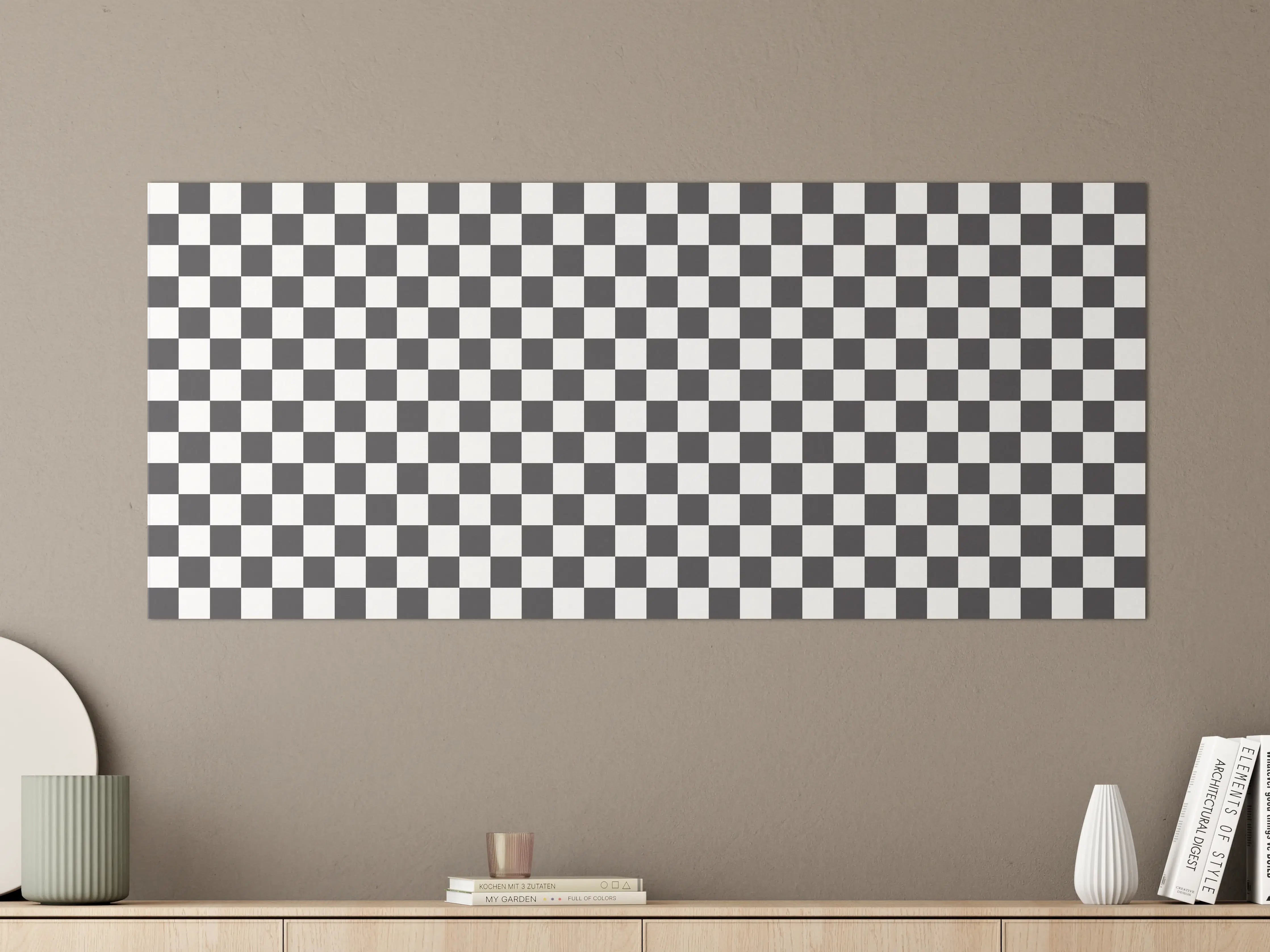 Große Wandbilder - Schwarz-Weiße Schachbrettmuster-Wanddekoration