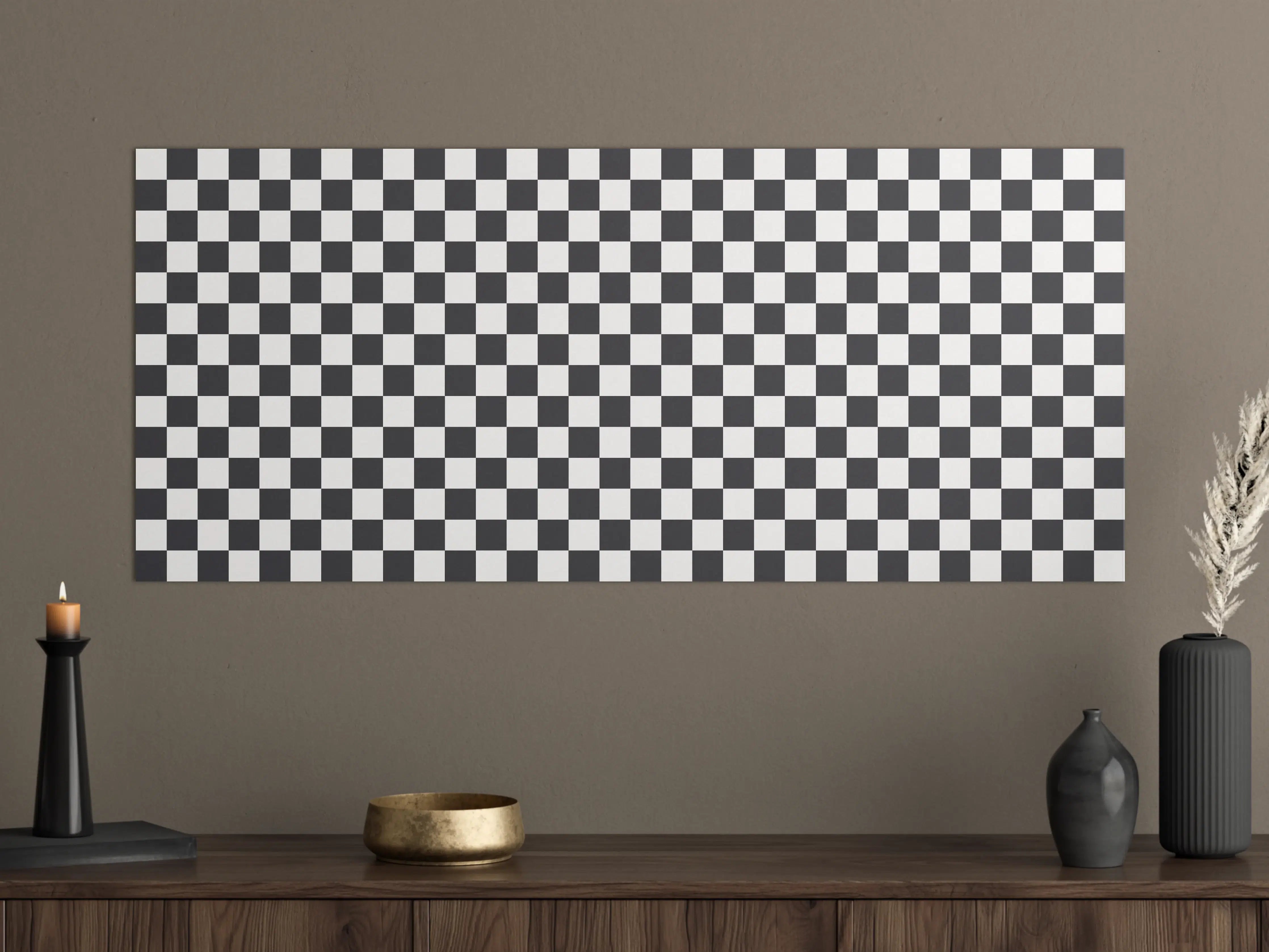 Große Wandbilder - Schwarz-Weiße Schachbrettmuster-Wanddekoration