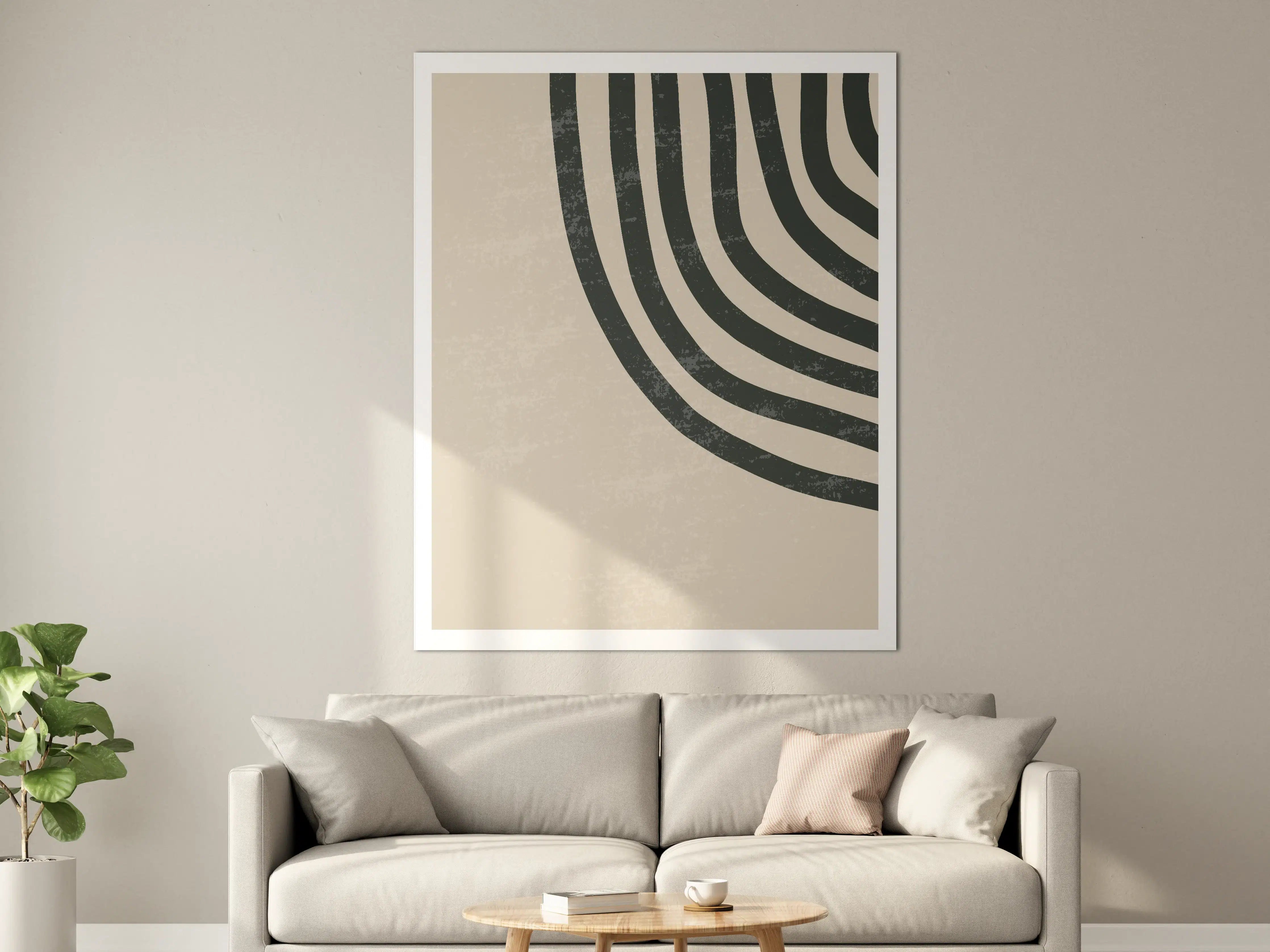 Große Wandbilder - Schwarz-Weiße abstrakte Linienmodernes Wandbild