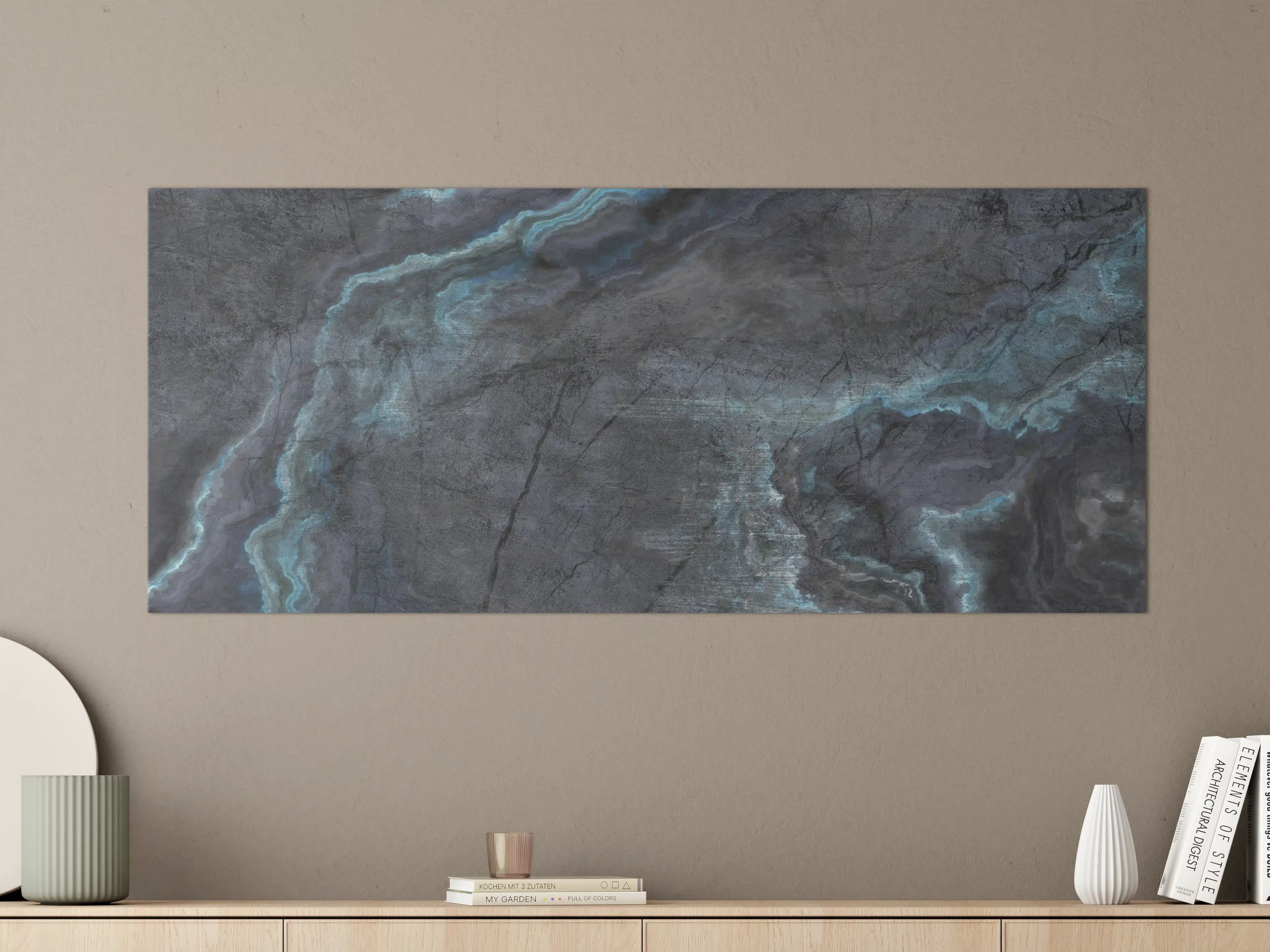 Große Wandbilder - Schwarz-blauer Steinhintergrund