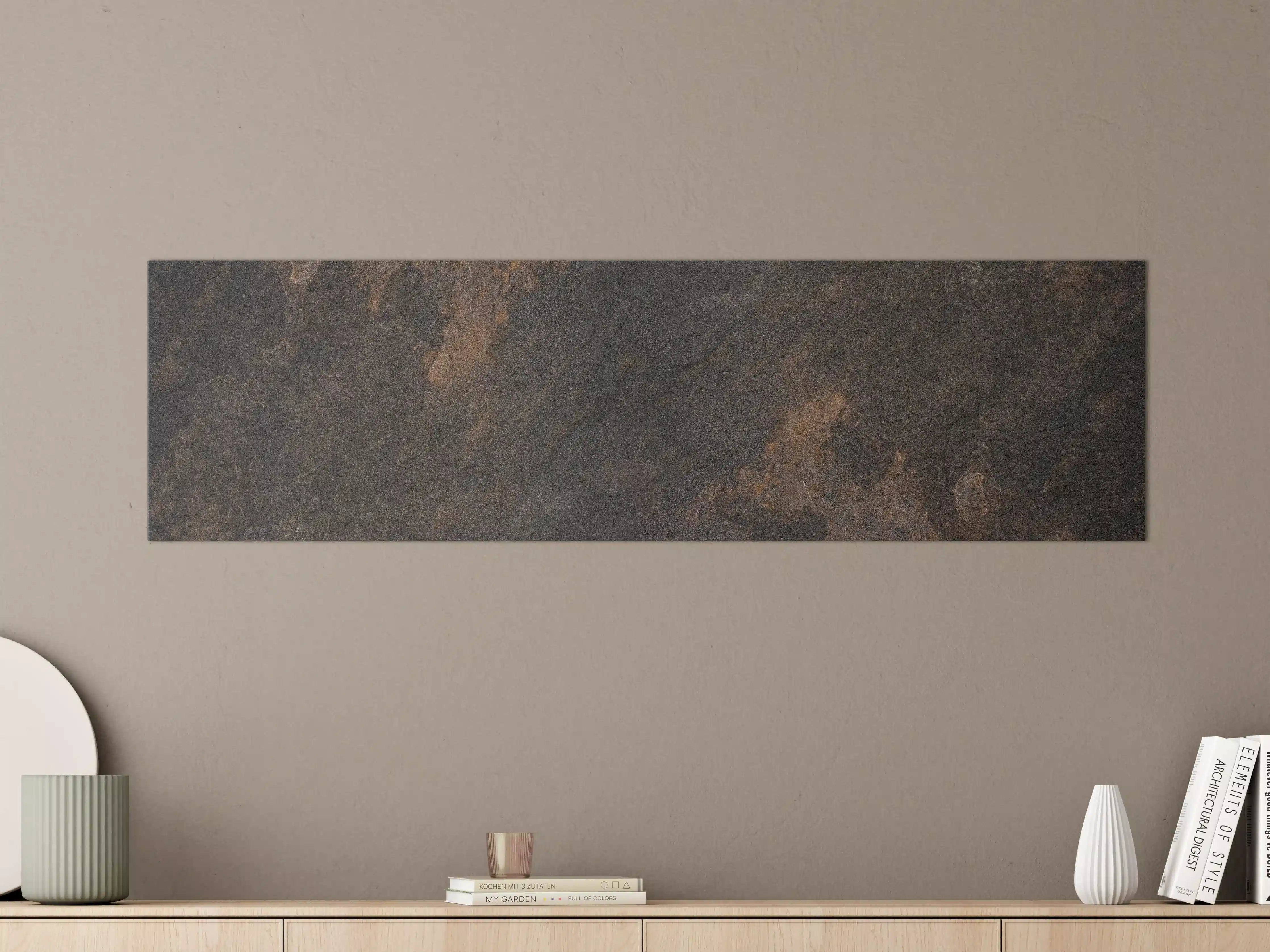 Große Wandbilder - Schwarz braun rostigen Stein Fliesen