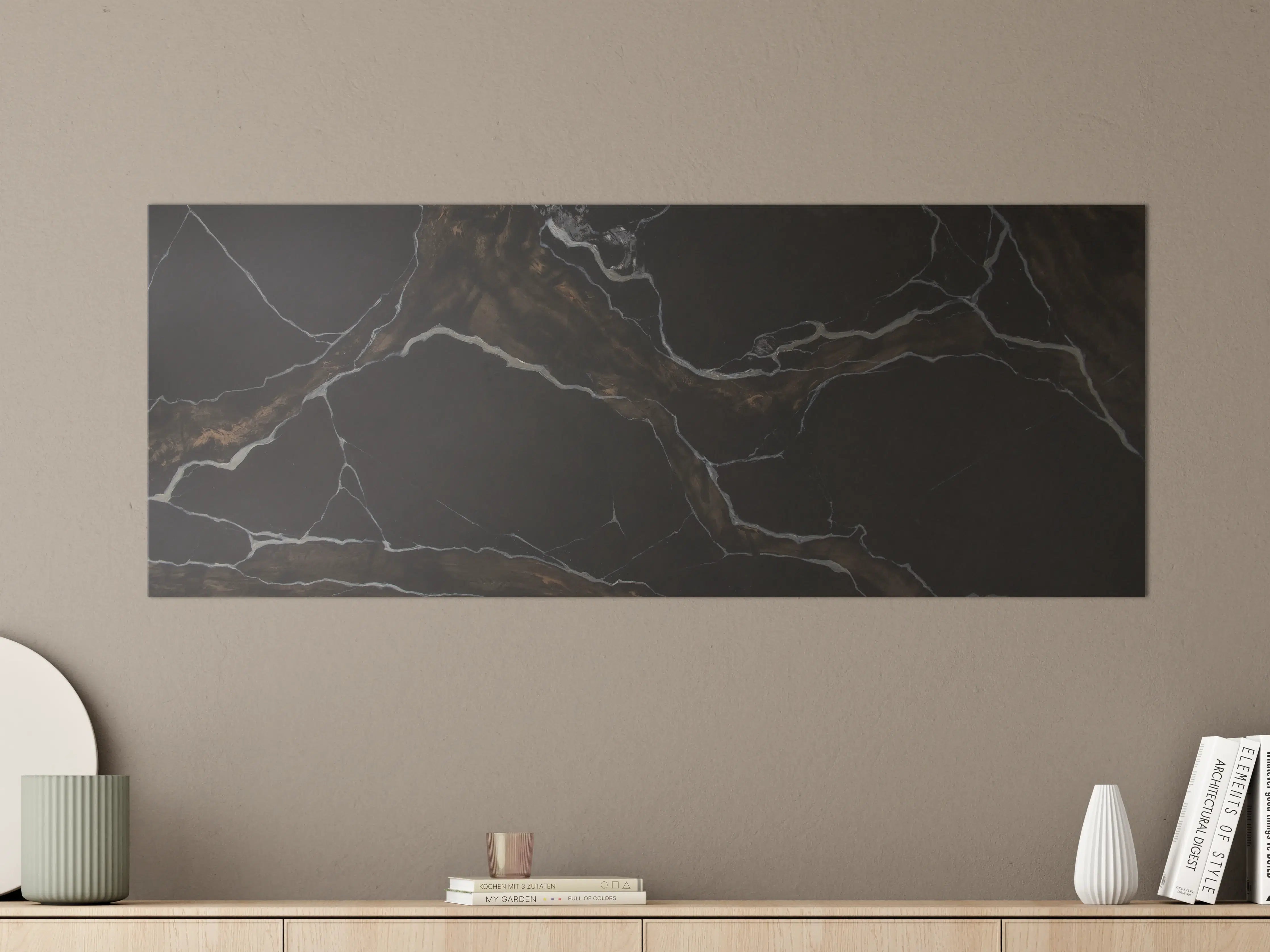 Große Wandbilder - Schwarz-brauner Marmor