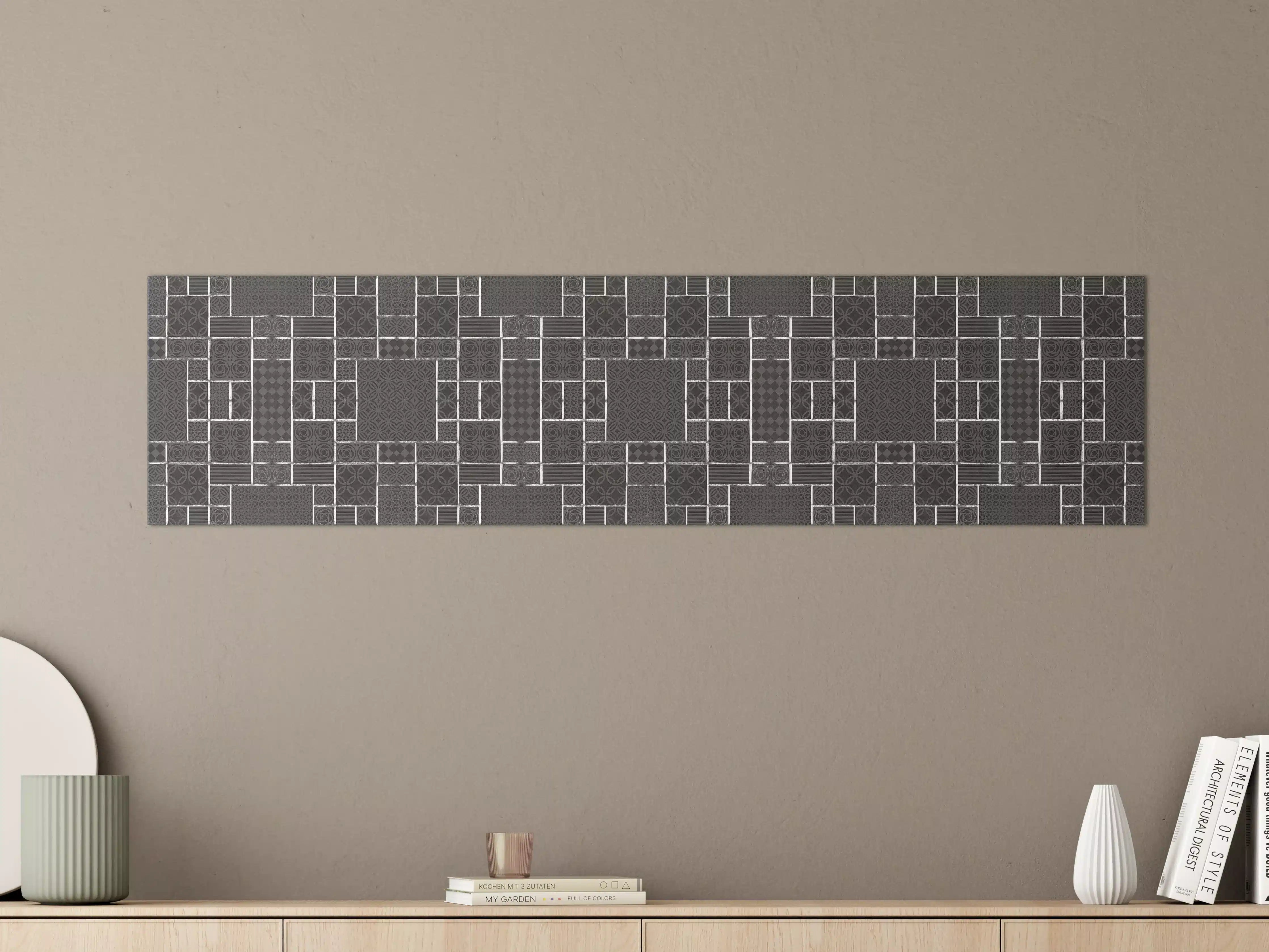 Große Wandbilder - Schwarz geometrische Fliesen