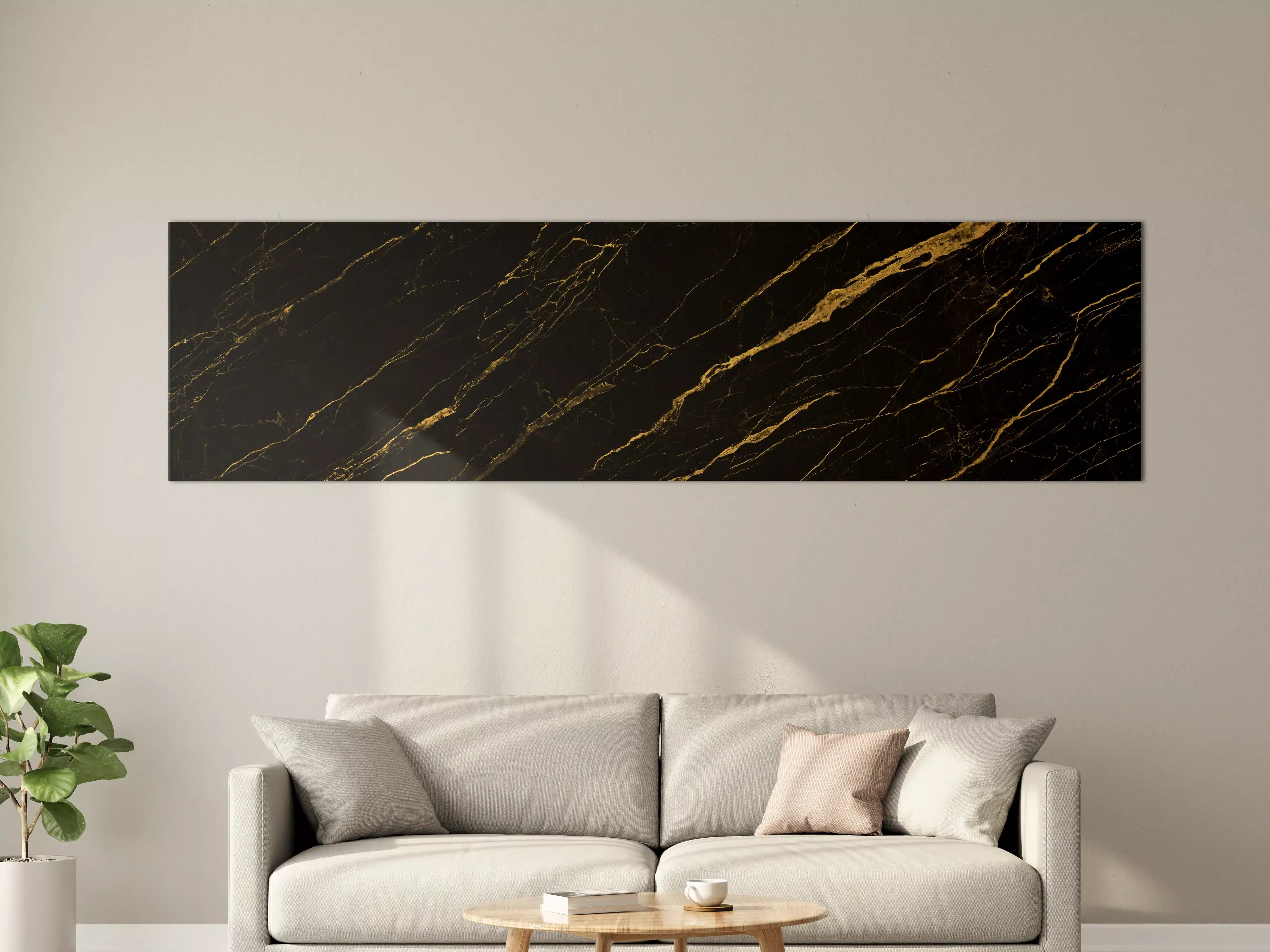 Große Wandbilder - Schwarz goldener Marmor