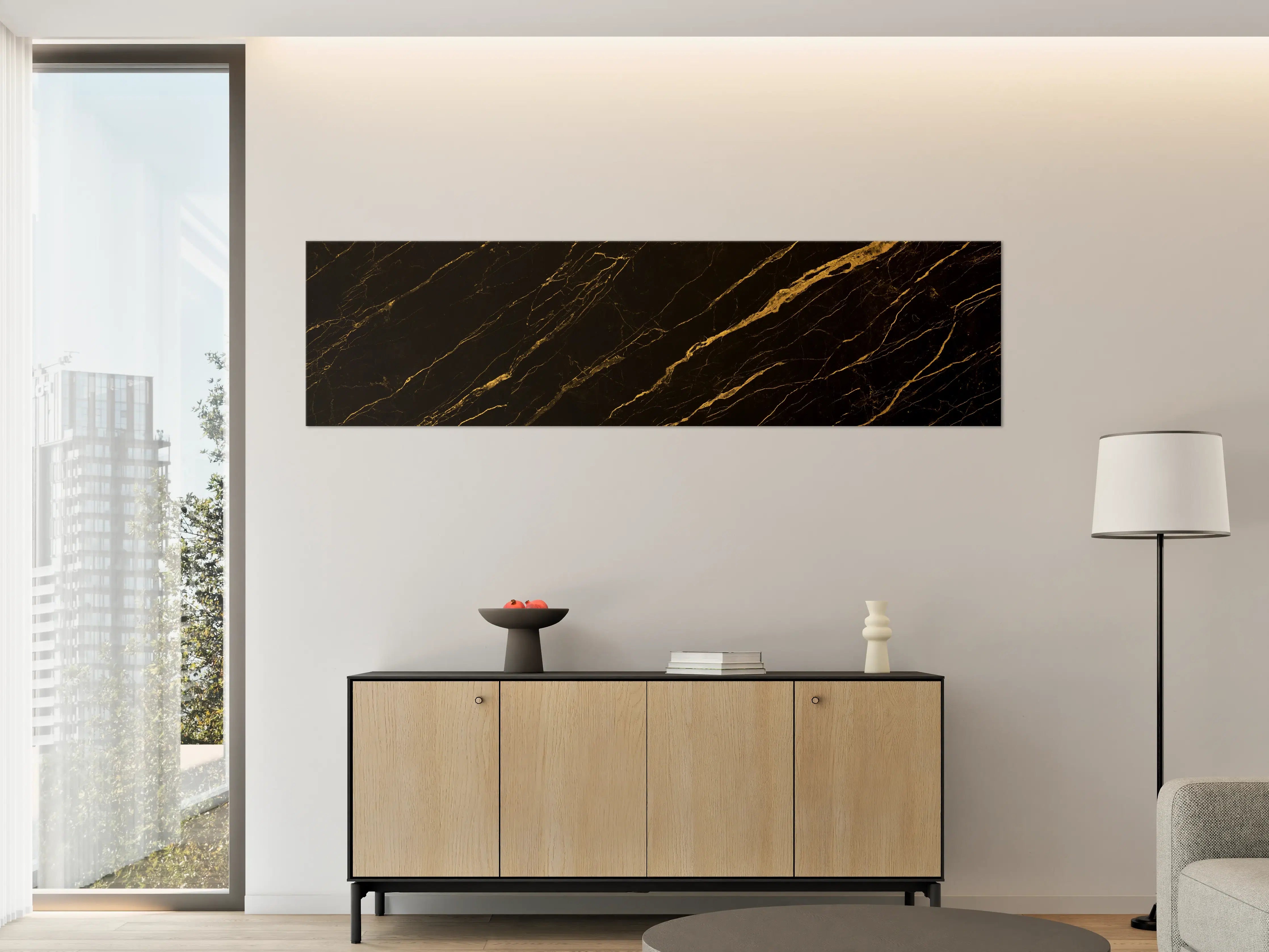 Große Wandbilder - Schwarz goldener Marmor