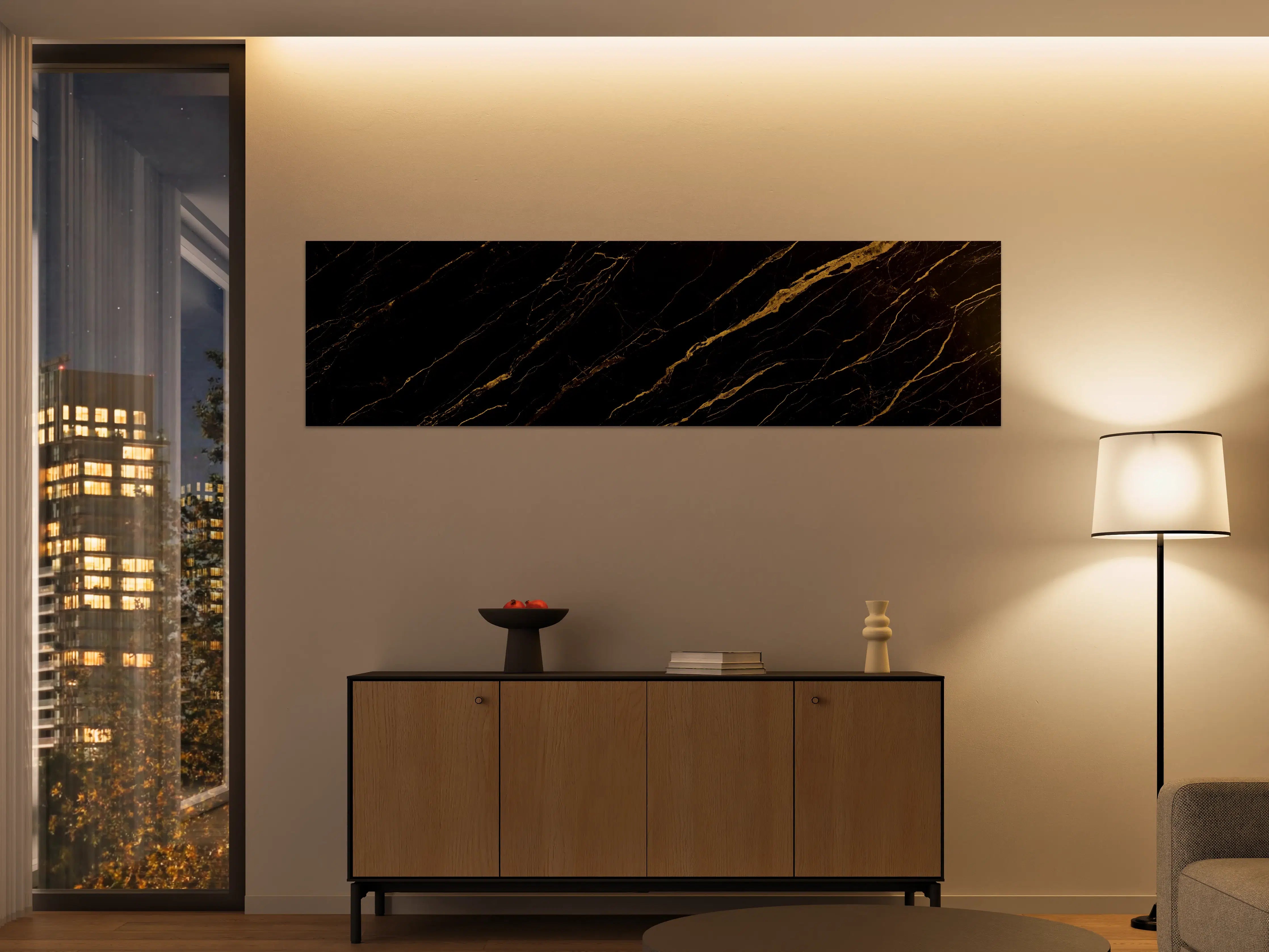 Große Wandbilder - Schwarz goldener Marmor