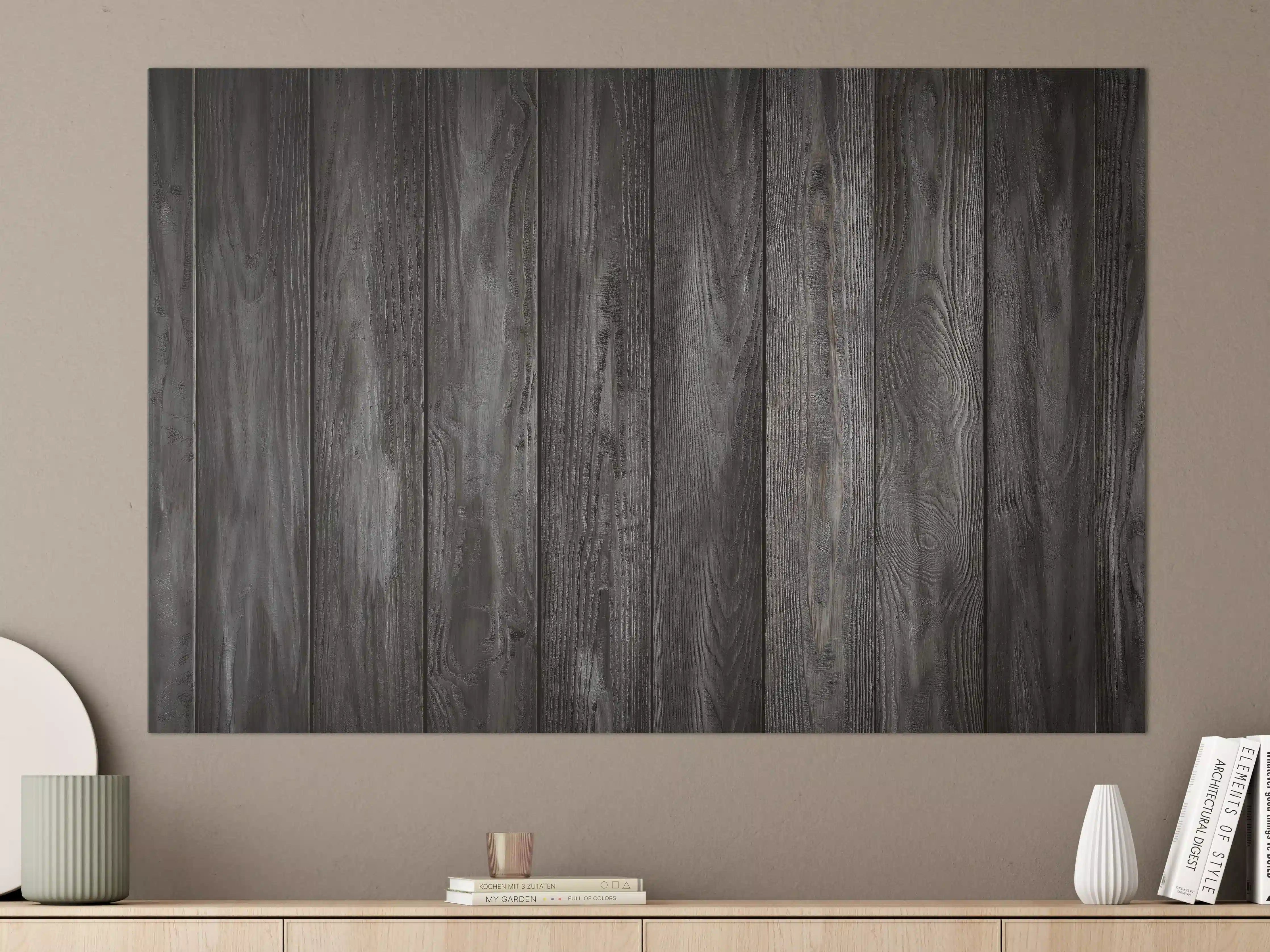Große Wandbilder - Schwarz lackierte Holzbretter