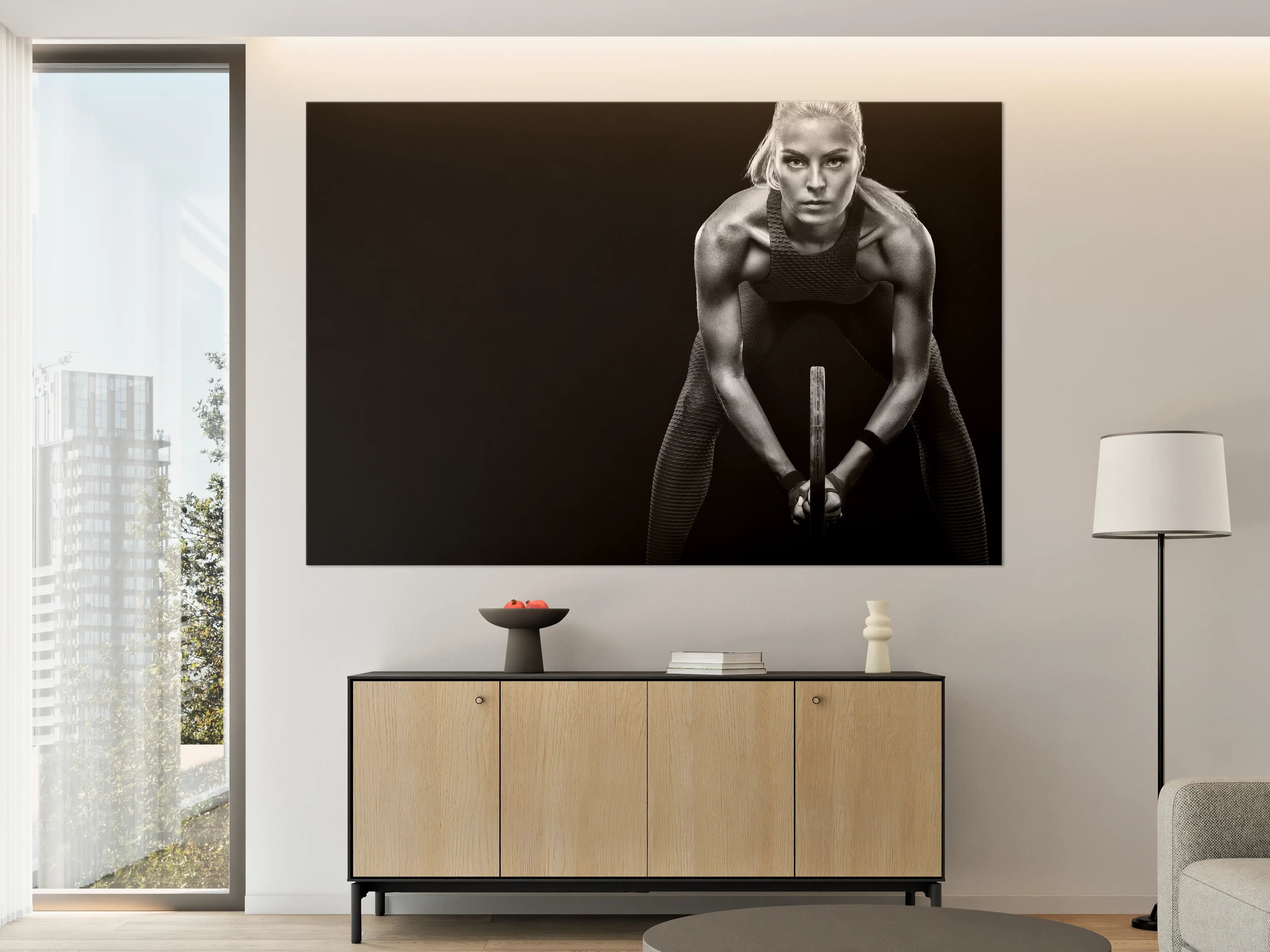 Große Wandbilder - Schwarz-weiß Ansicht - Tennisspielerin