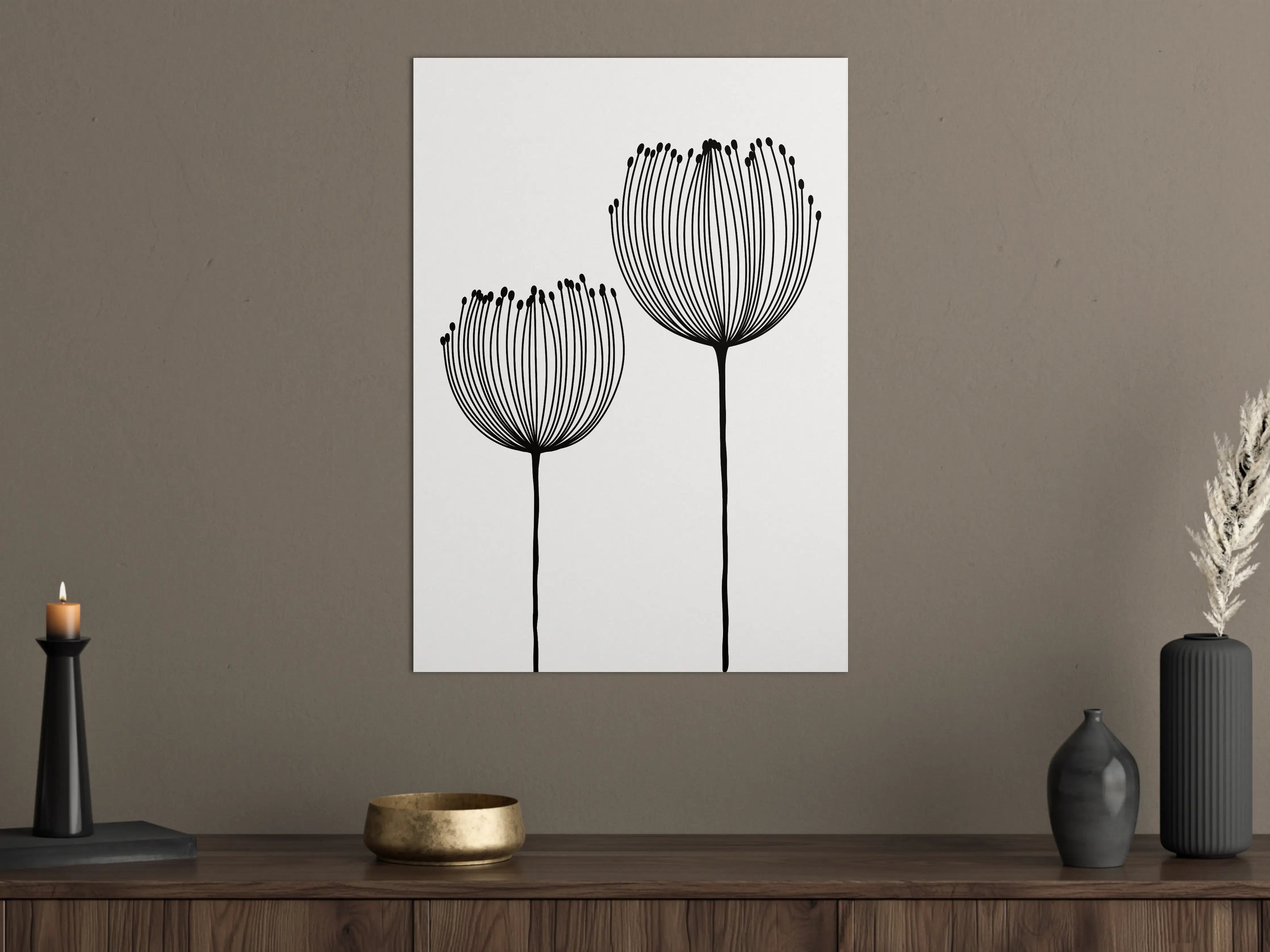 Große Wandbilder - Schwarz-weiß Blumentaylorama