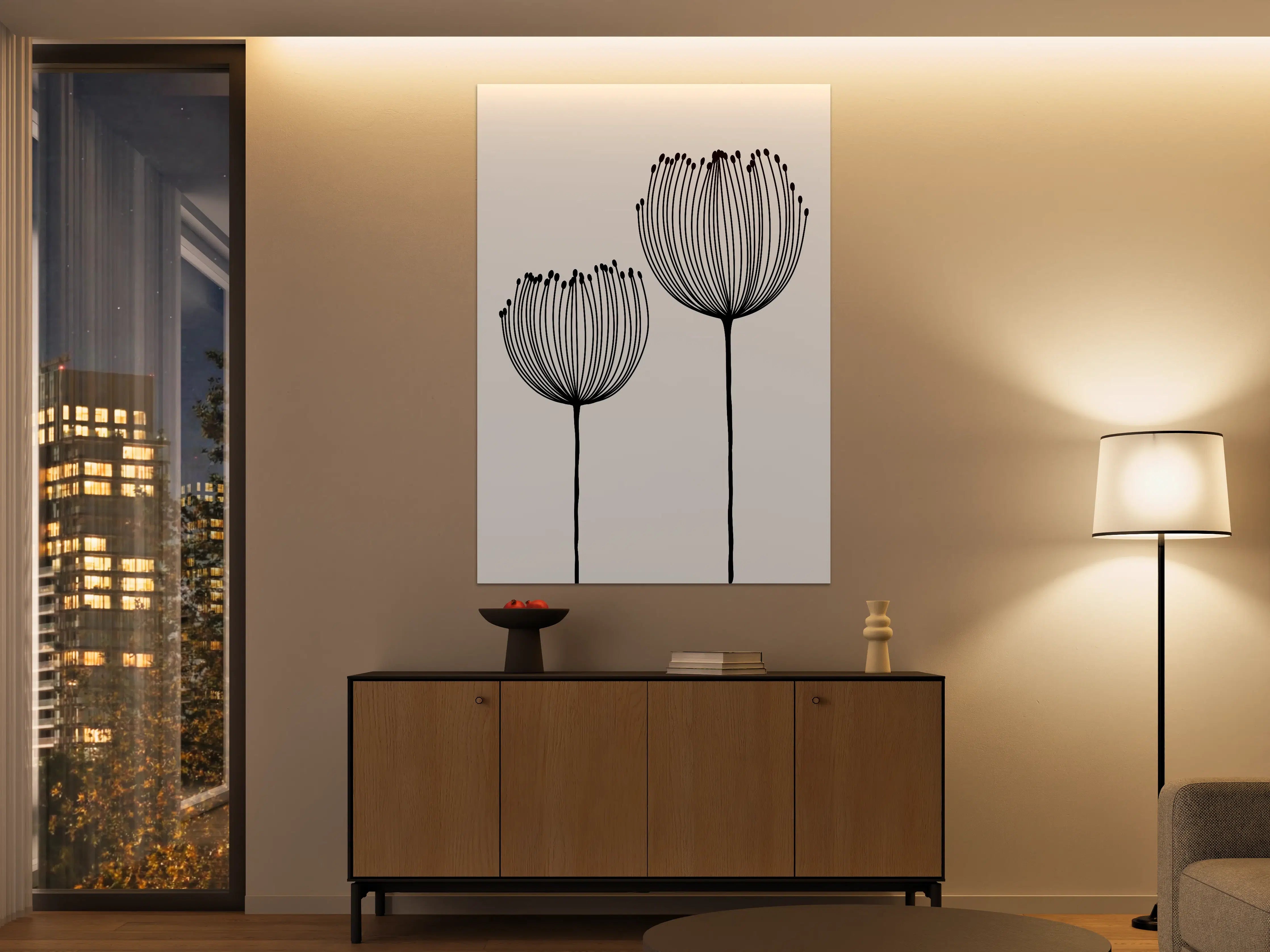 Große Wandbilder - Schwarz-weiß Blumentaylorama
