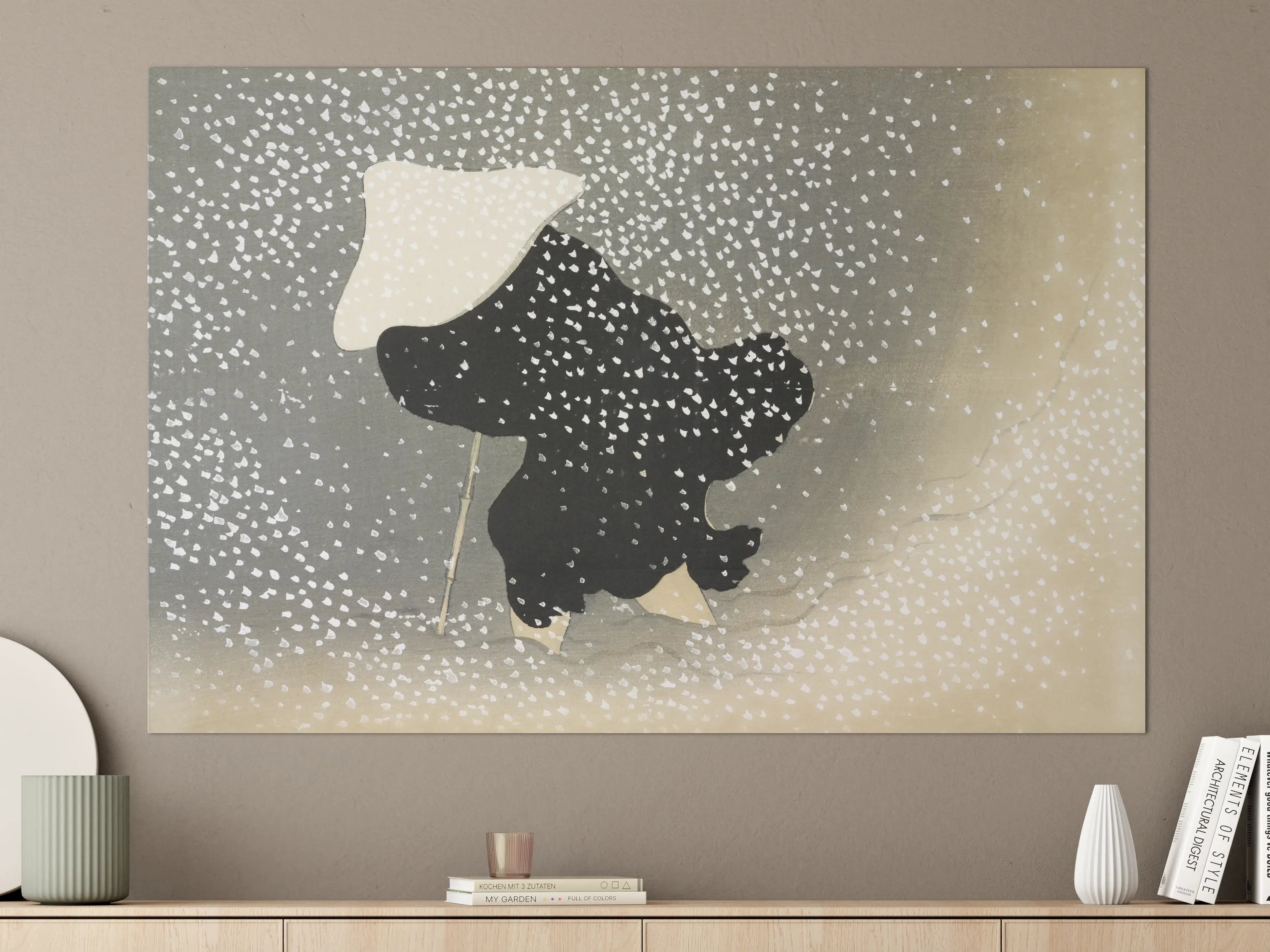 Große Wandbilder - Schwarz-weißer Hund mit Regenschirm