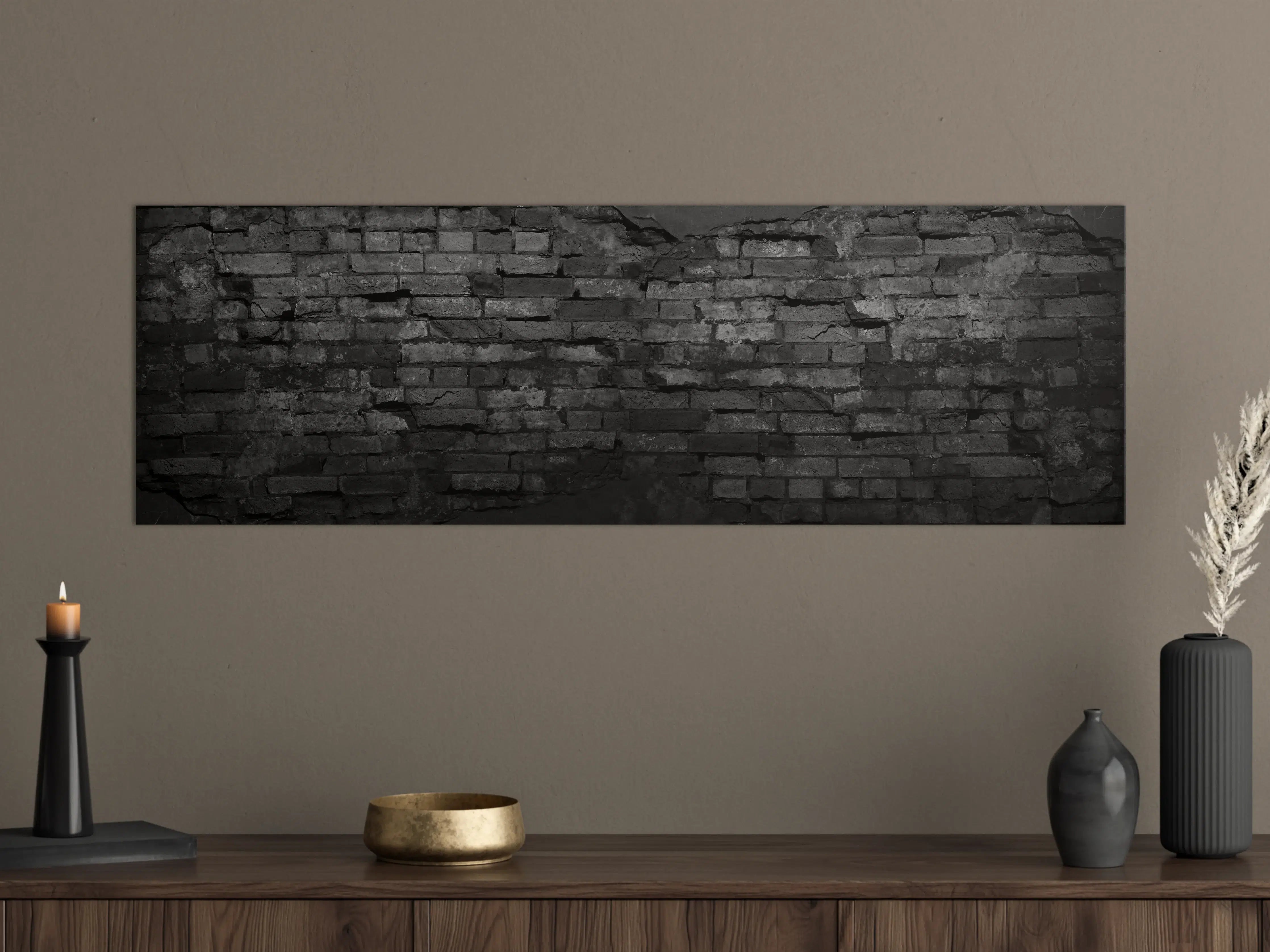 Große Wandbilder - Schwarze alte Backsteinmauer