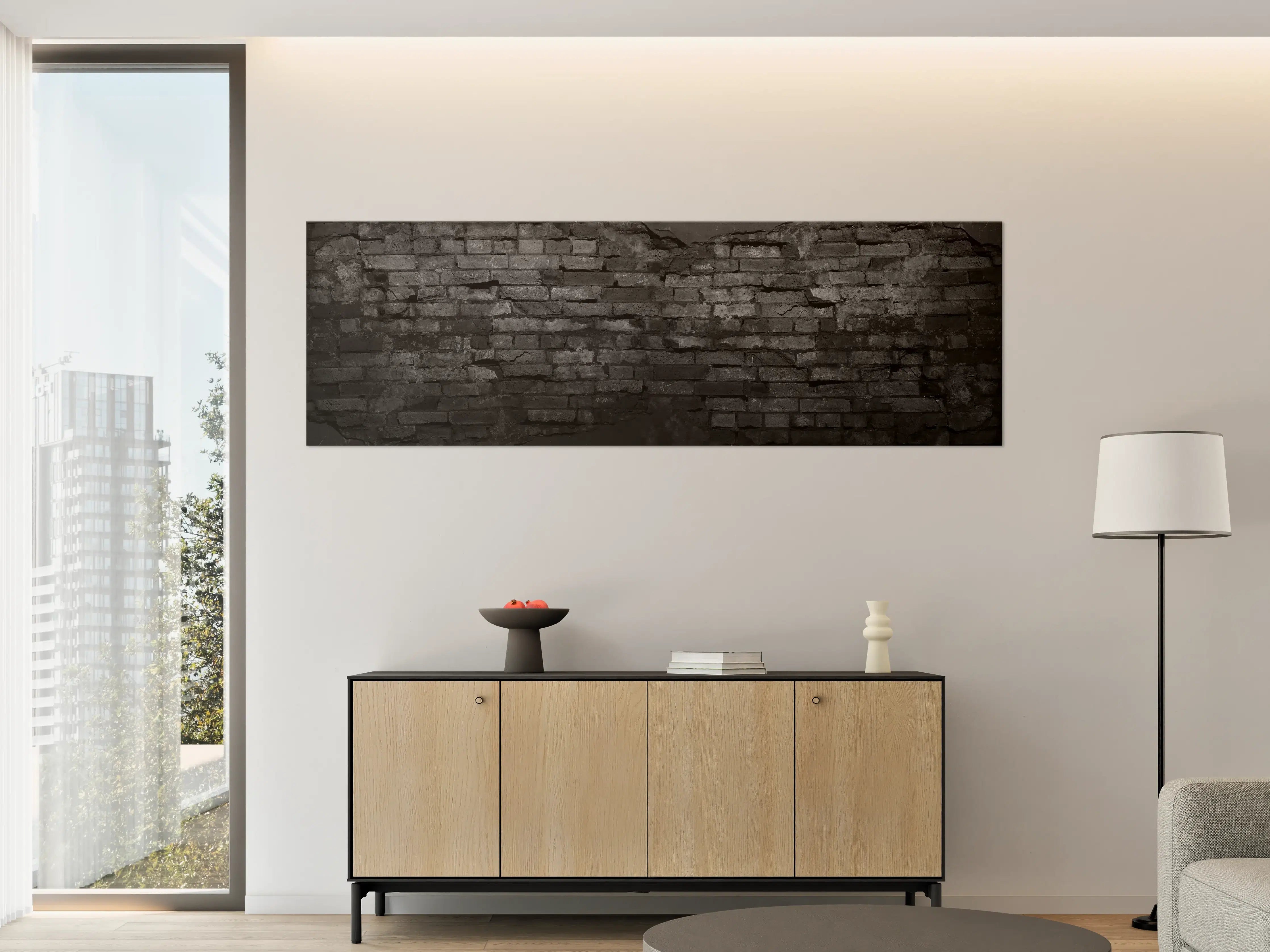 Große Wandbilder - Schwarze alte Backsteinmauer
