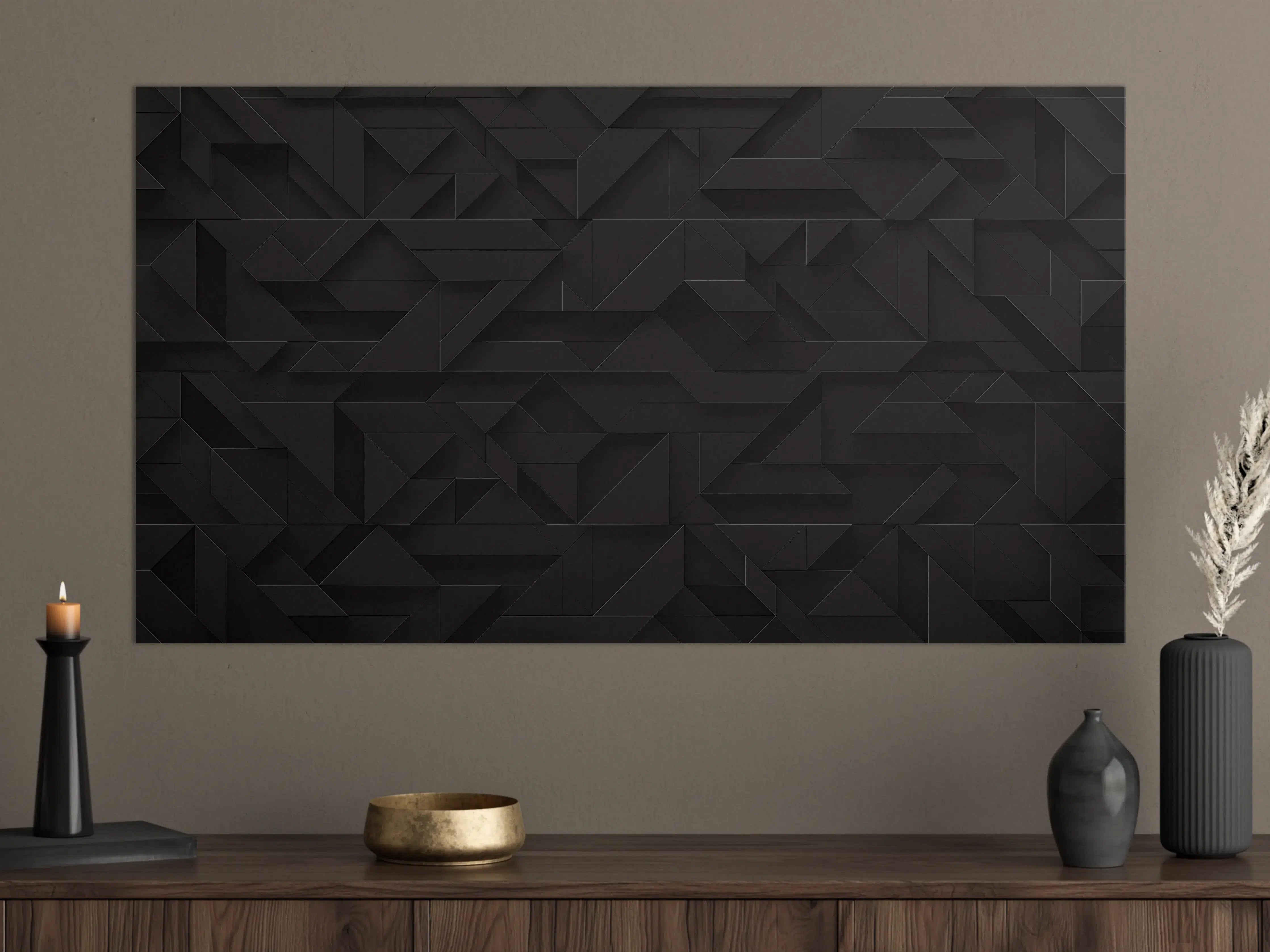 Große Wandbilder - Schwarze futuristische Wand - 3D