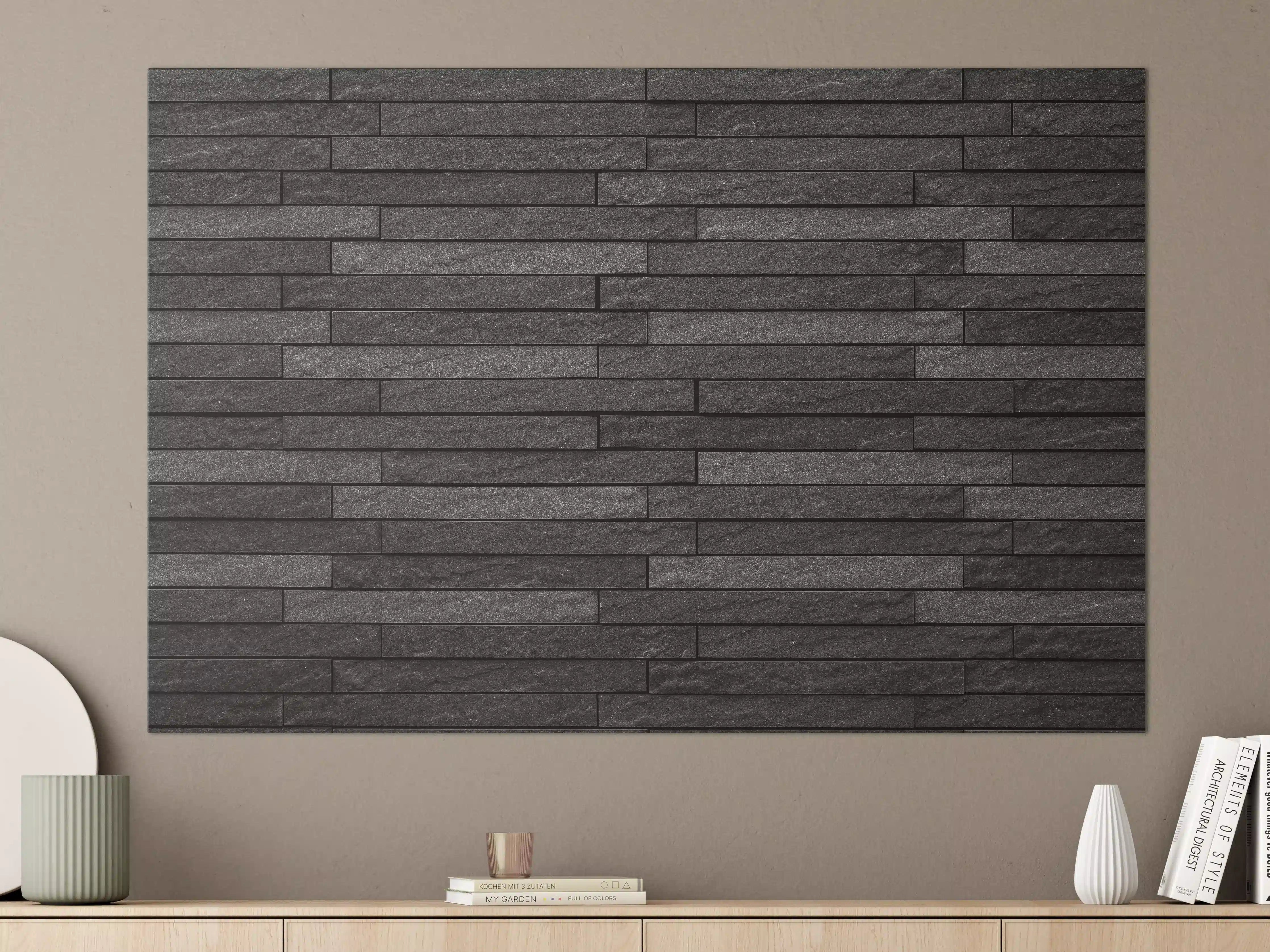 Große Wandbilder - Schwarze stilvolle Backsteinmauer