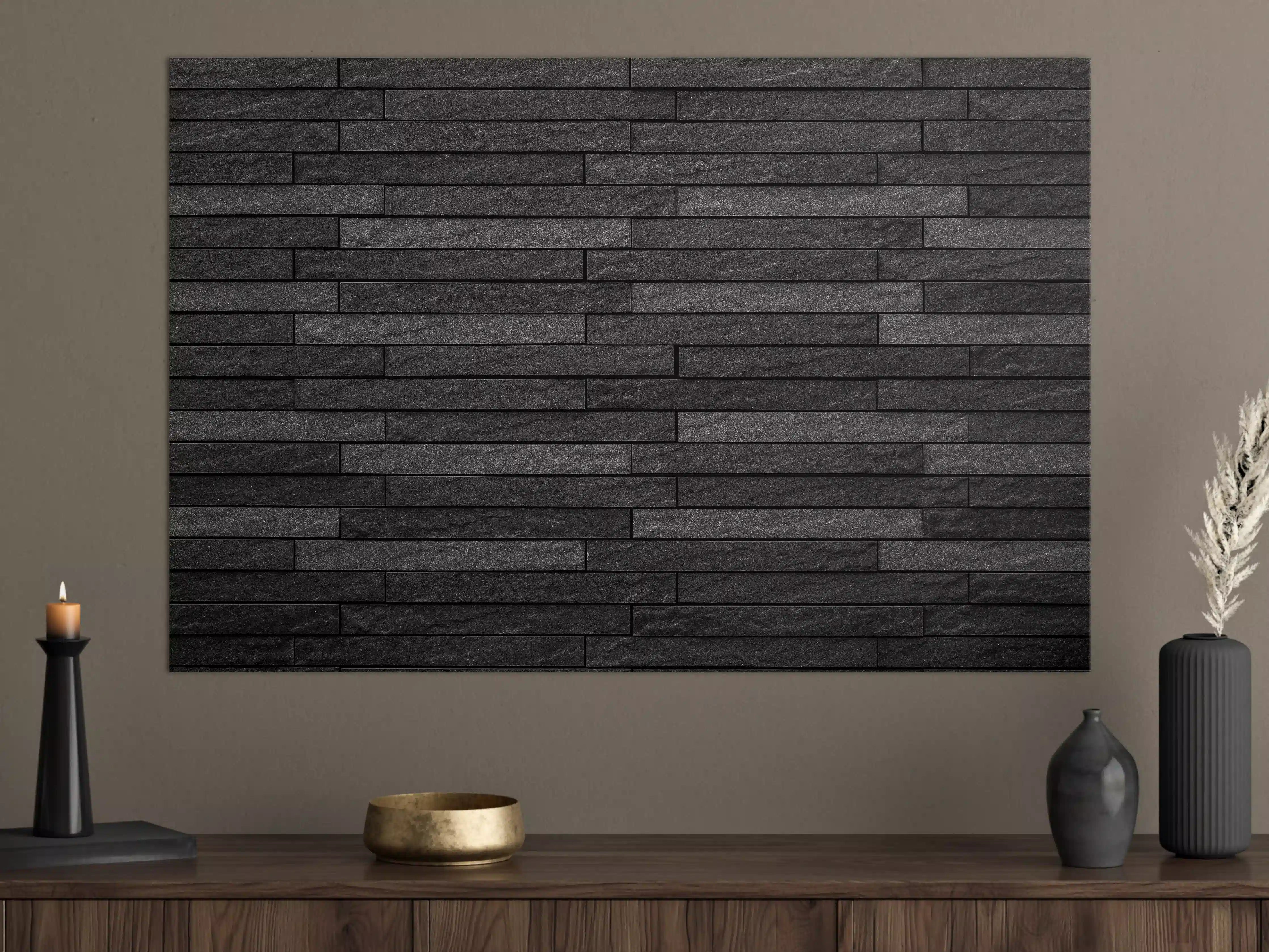 Große Wandbilder - Schwarze stilvolle Backsteinmauer