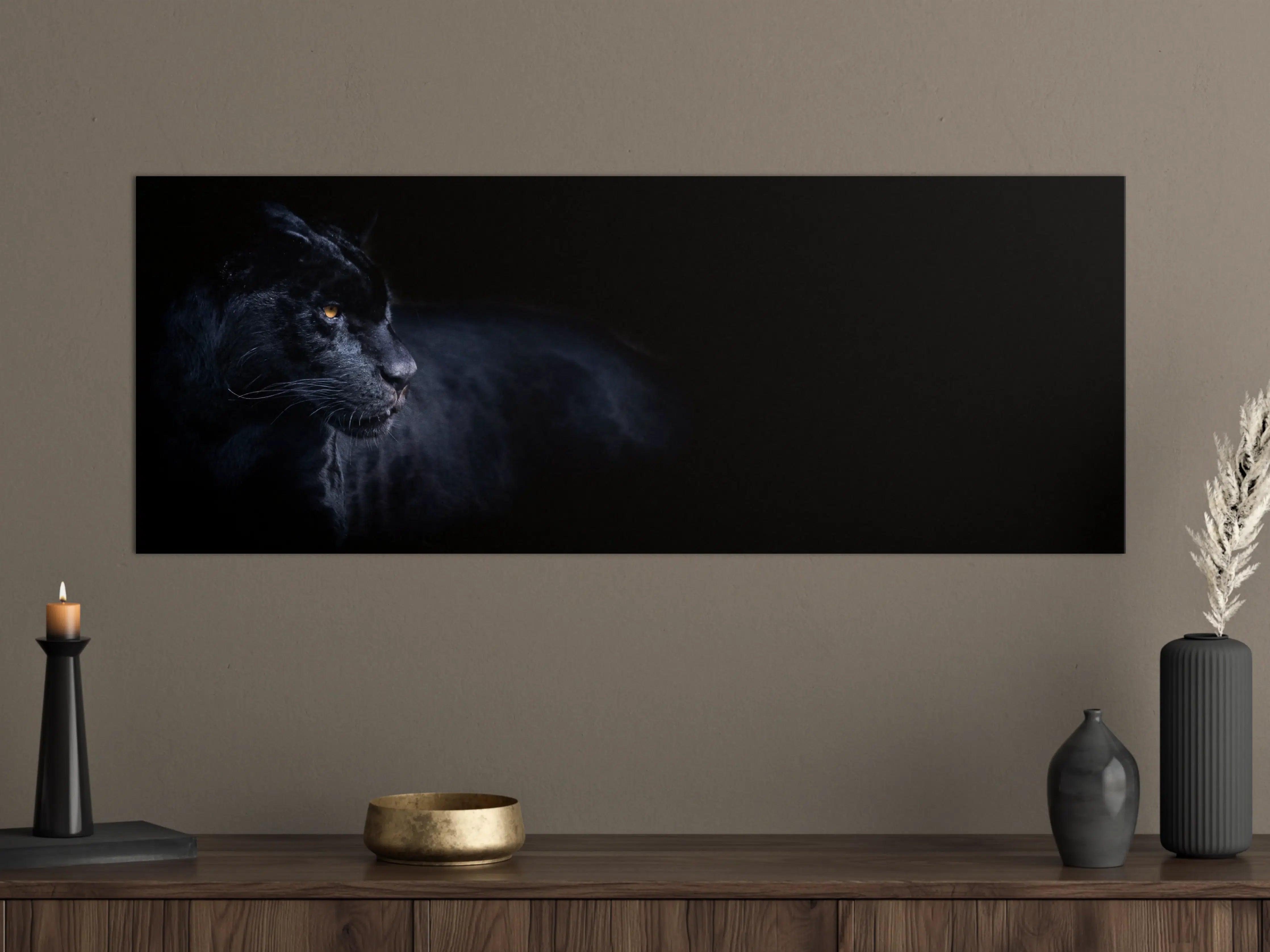 Große Wandbilder - Schwarzen Panther mit schwarzem Hintergrund