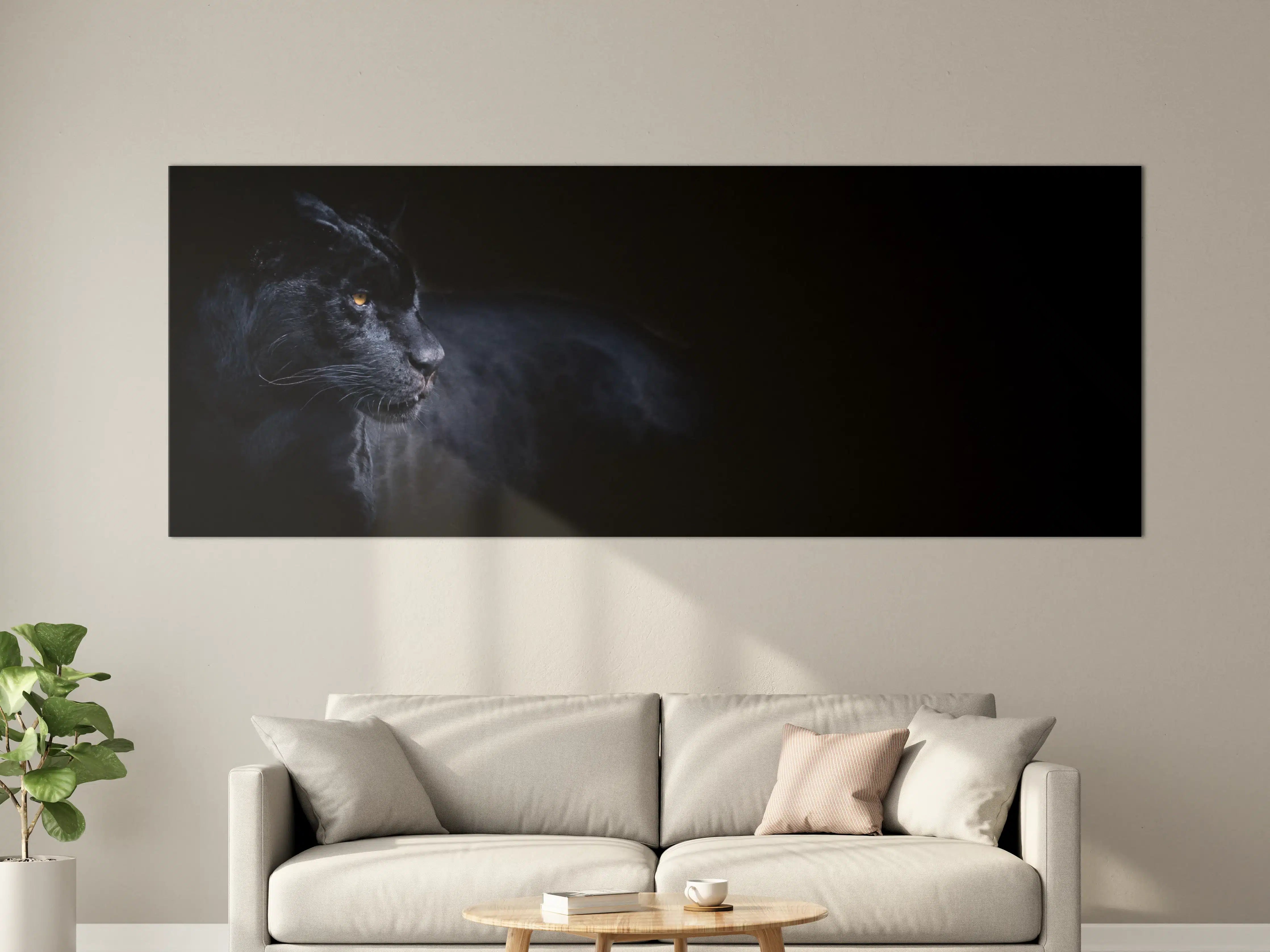 Große Wandbilder - Schwarzen Panther mit schwarzem Hintergrund