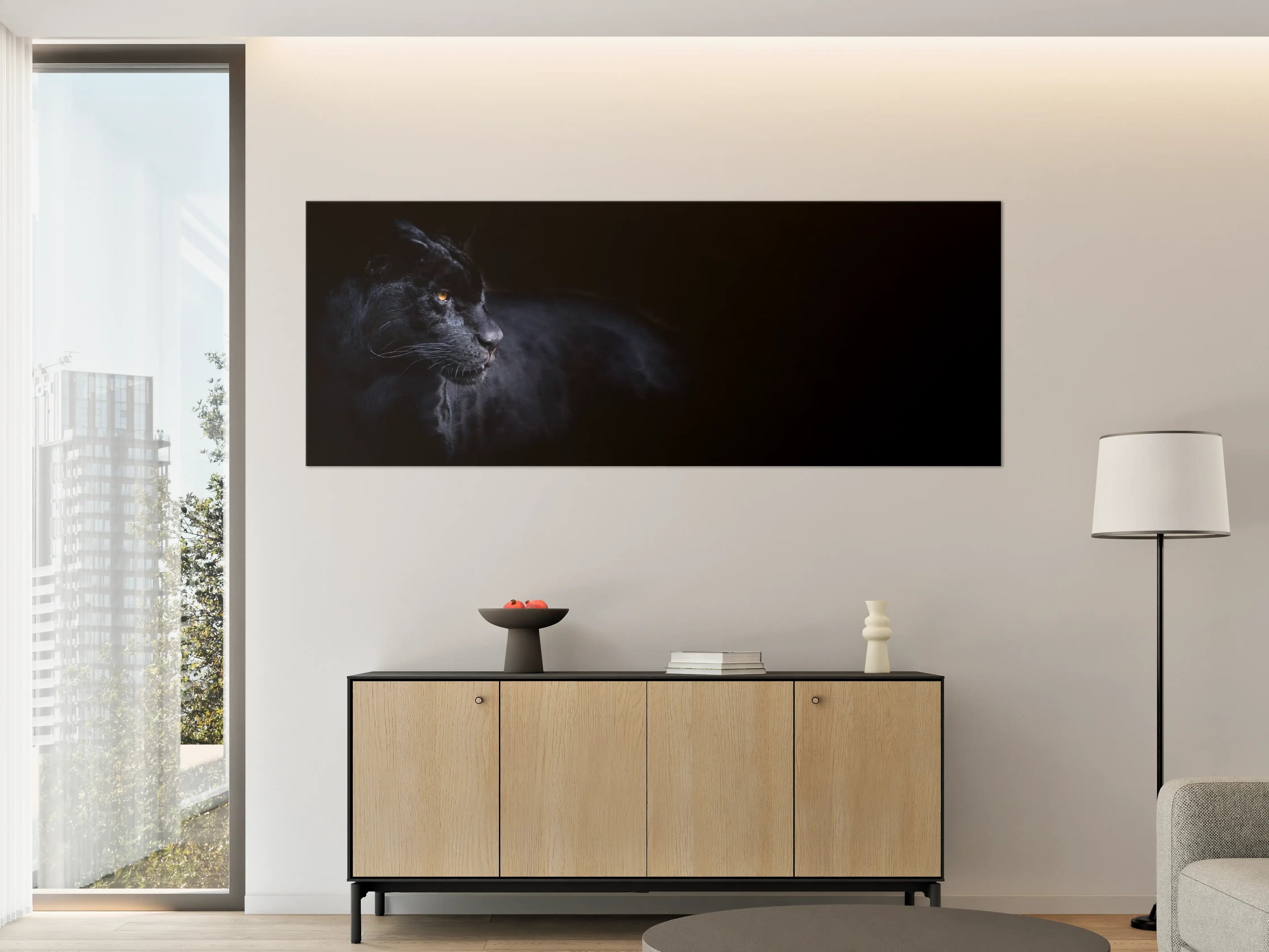 Große Wandbilder - Schwarzen Panther mit schwarzem Hintergrund