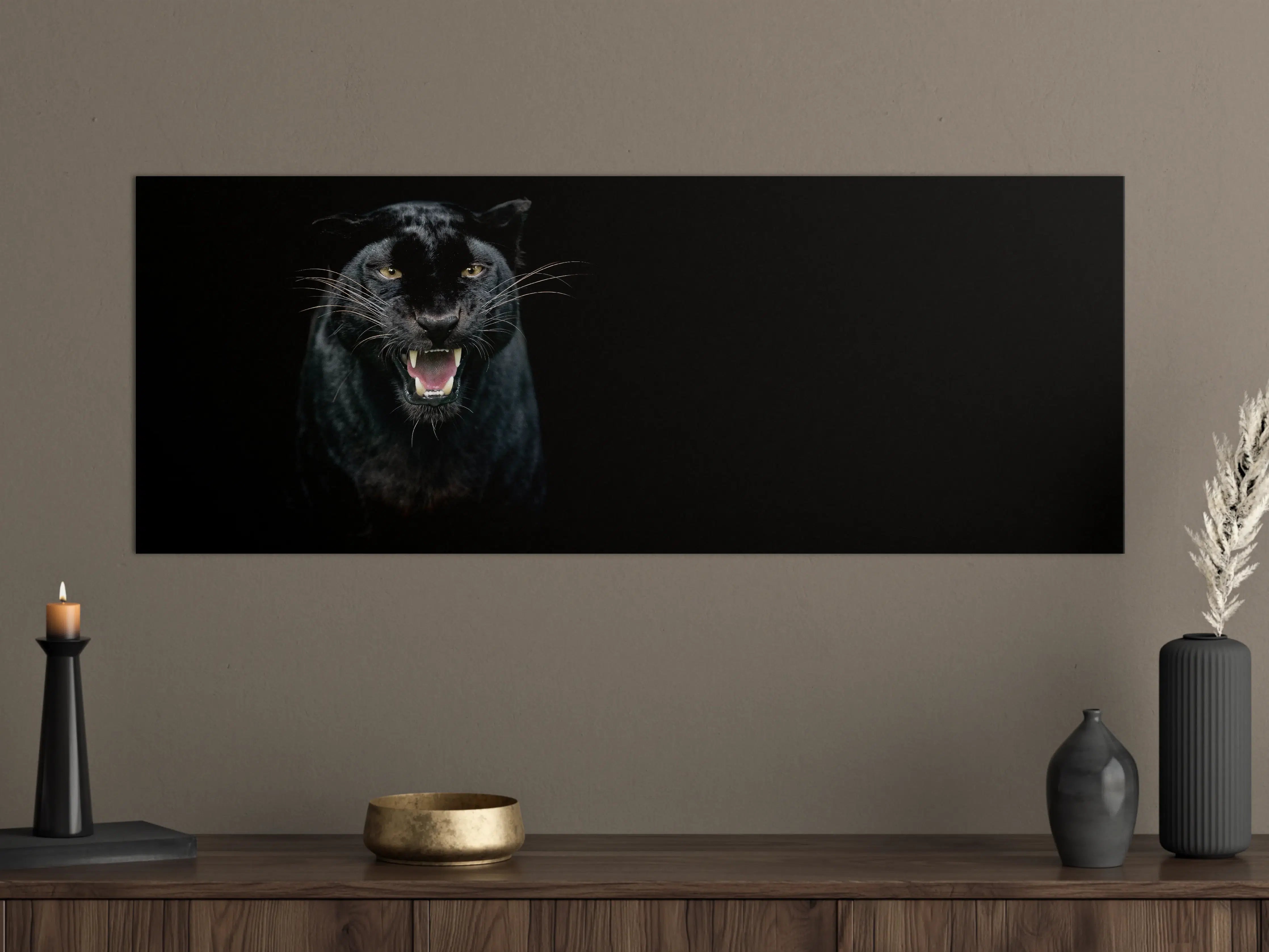 Große Wandbilder - Schwarzer Panther auf schwarzem Hintergrund