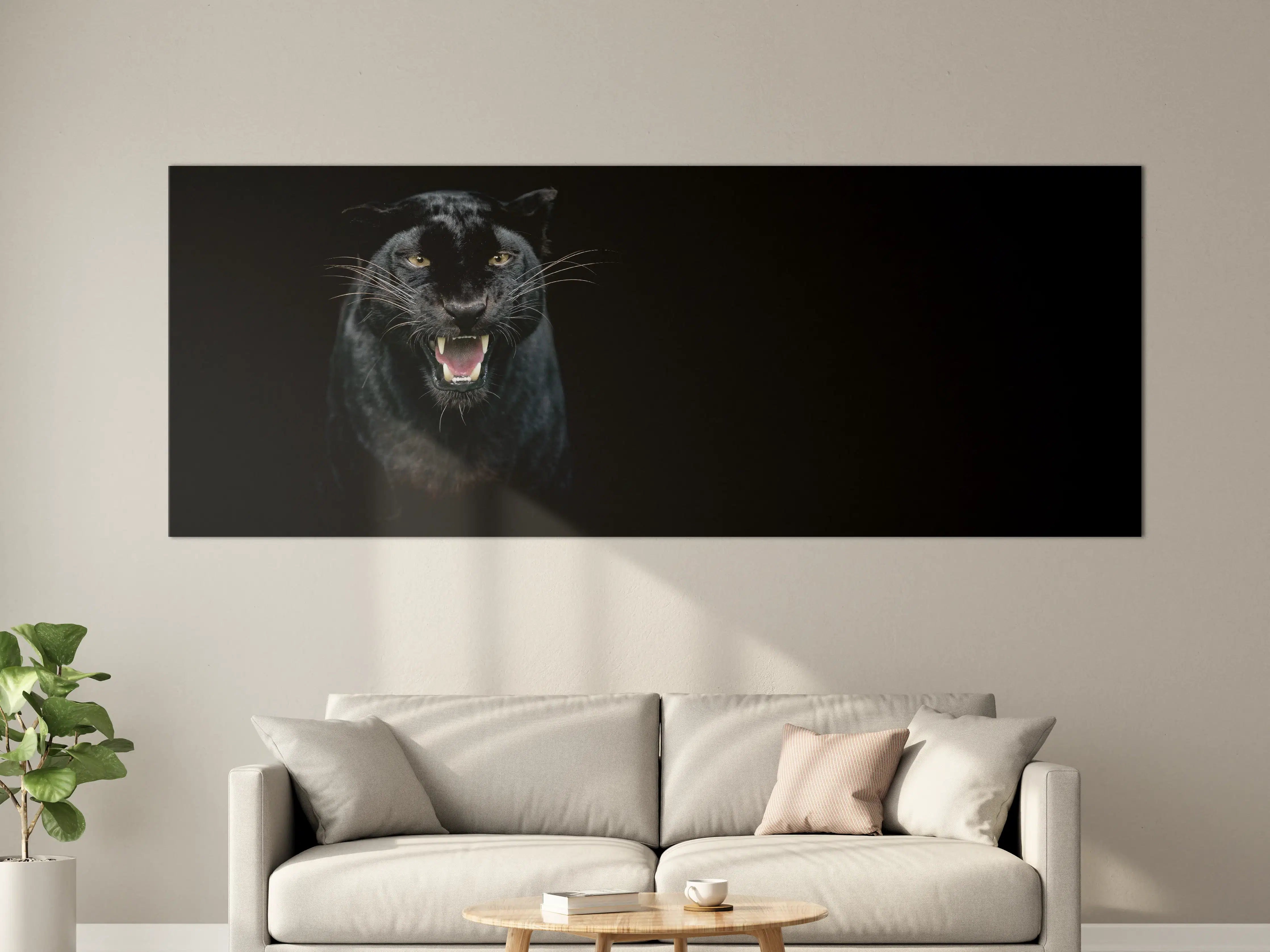 Große Wandbilder - Schwarzer Panther auf schwarzem Hintergrund