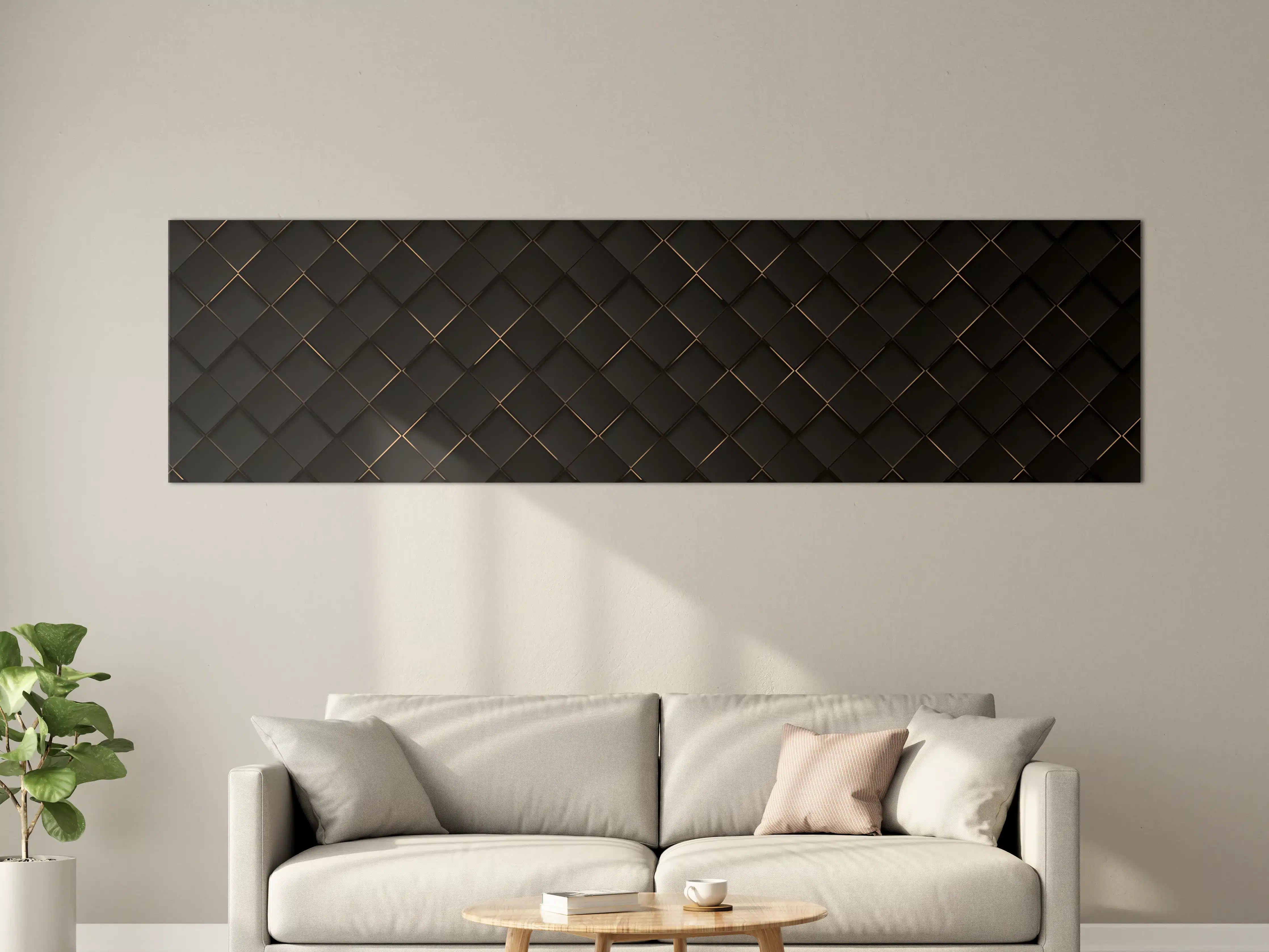 Große Wandbilder - Schwarzes, dreidimensionales Musterwandbild