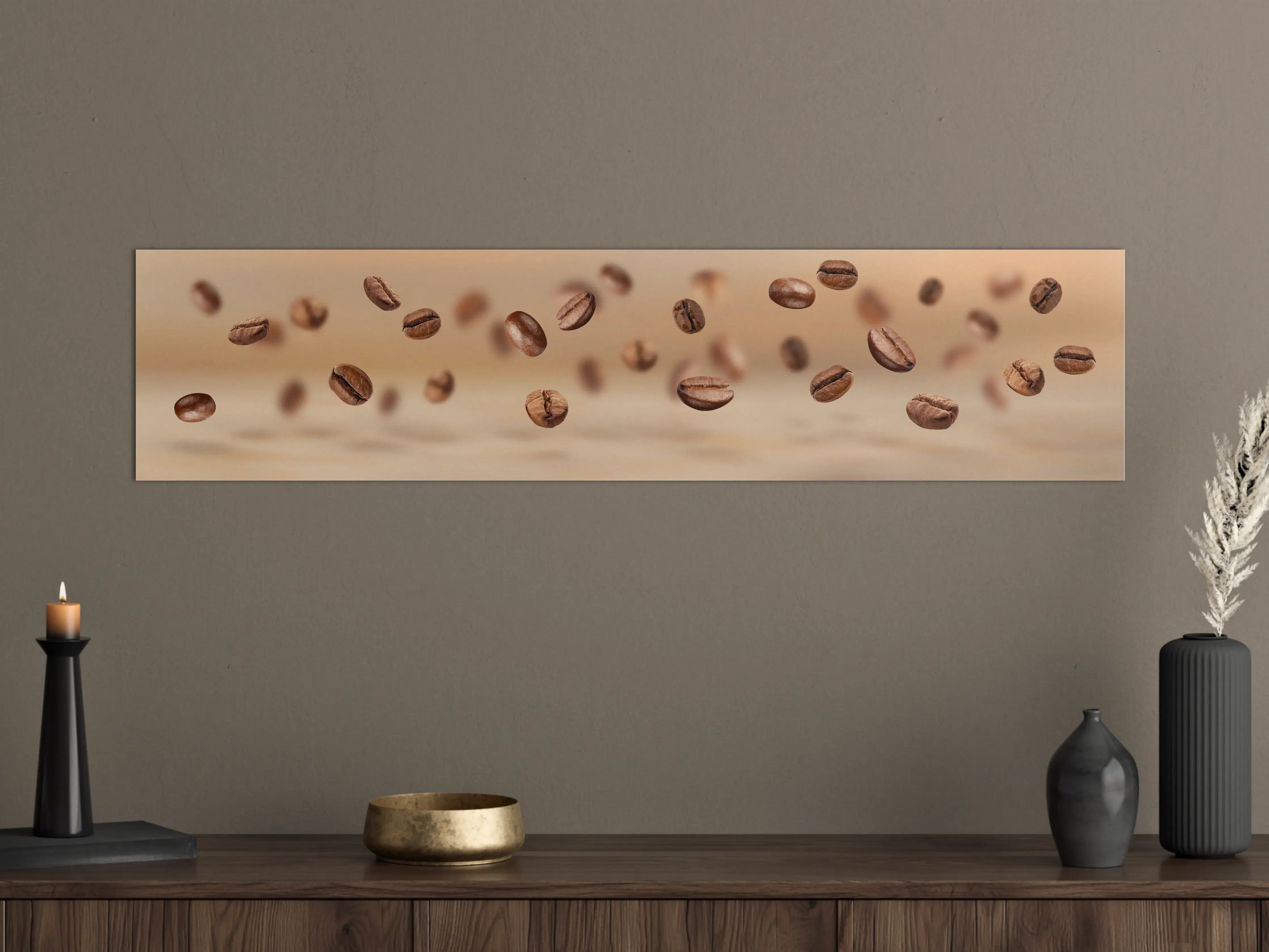 Große Wandbilder - Schwebende Kaffeebohnen Braun-Beige