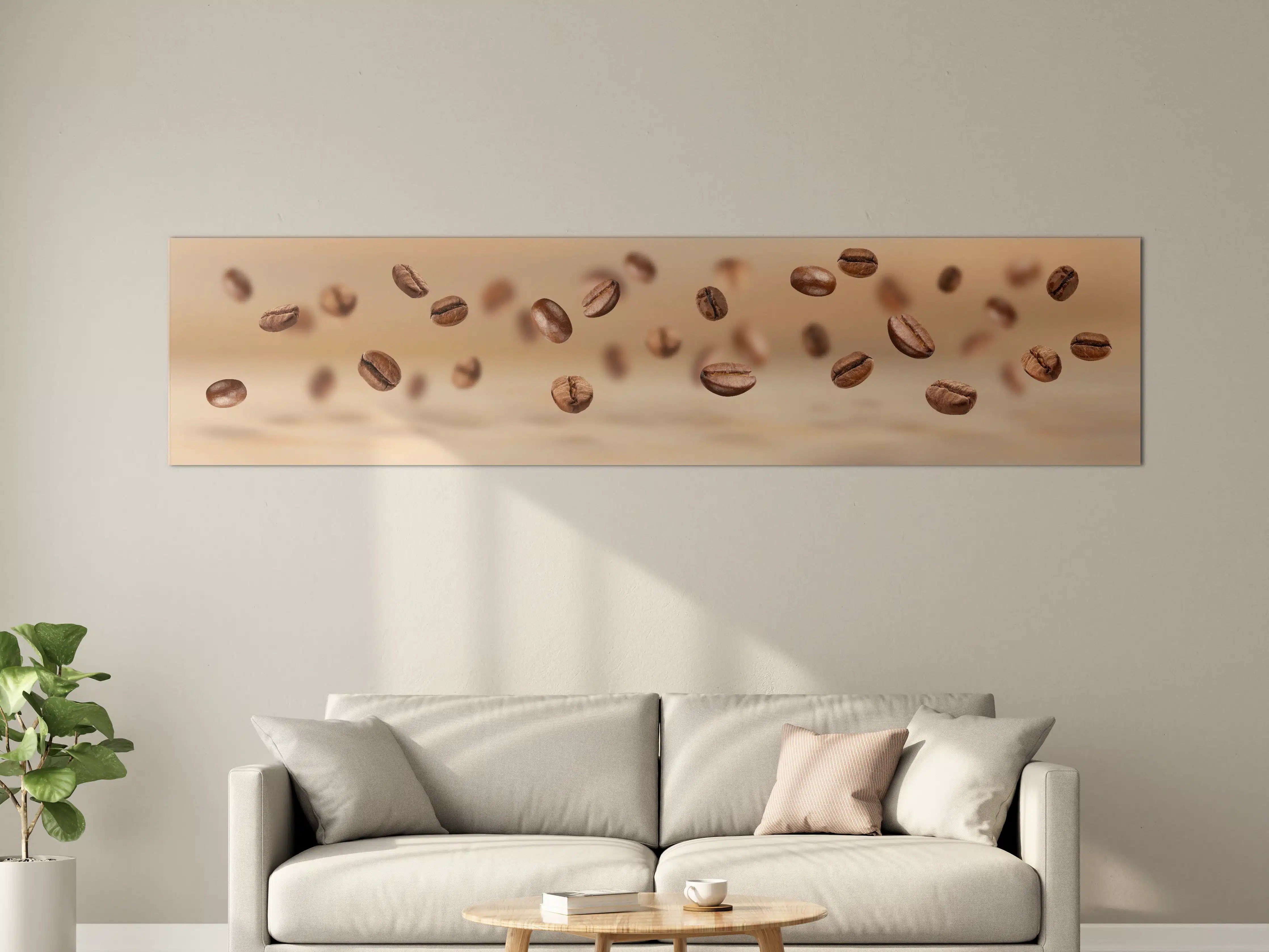 Große Wandbilder - Schwebende Kaffeebohnen Braun-Beige
