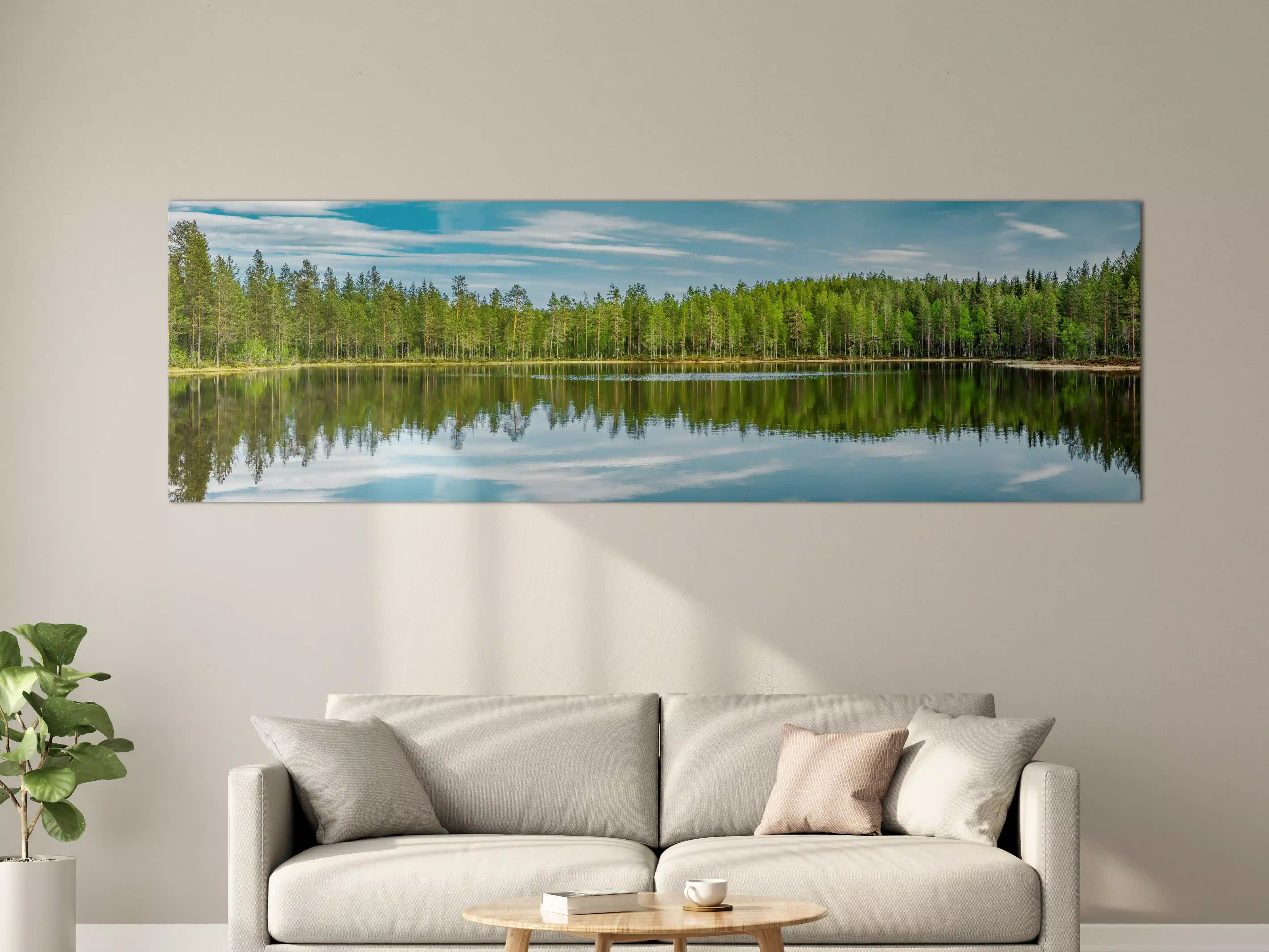 Große Wandbilder - Schwedisches See-Panorama Grün-Blau