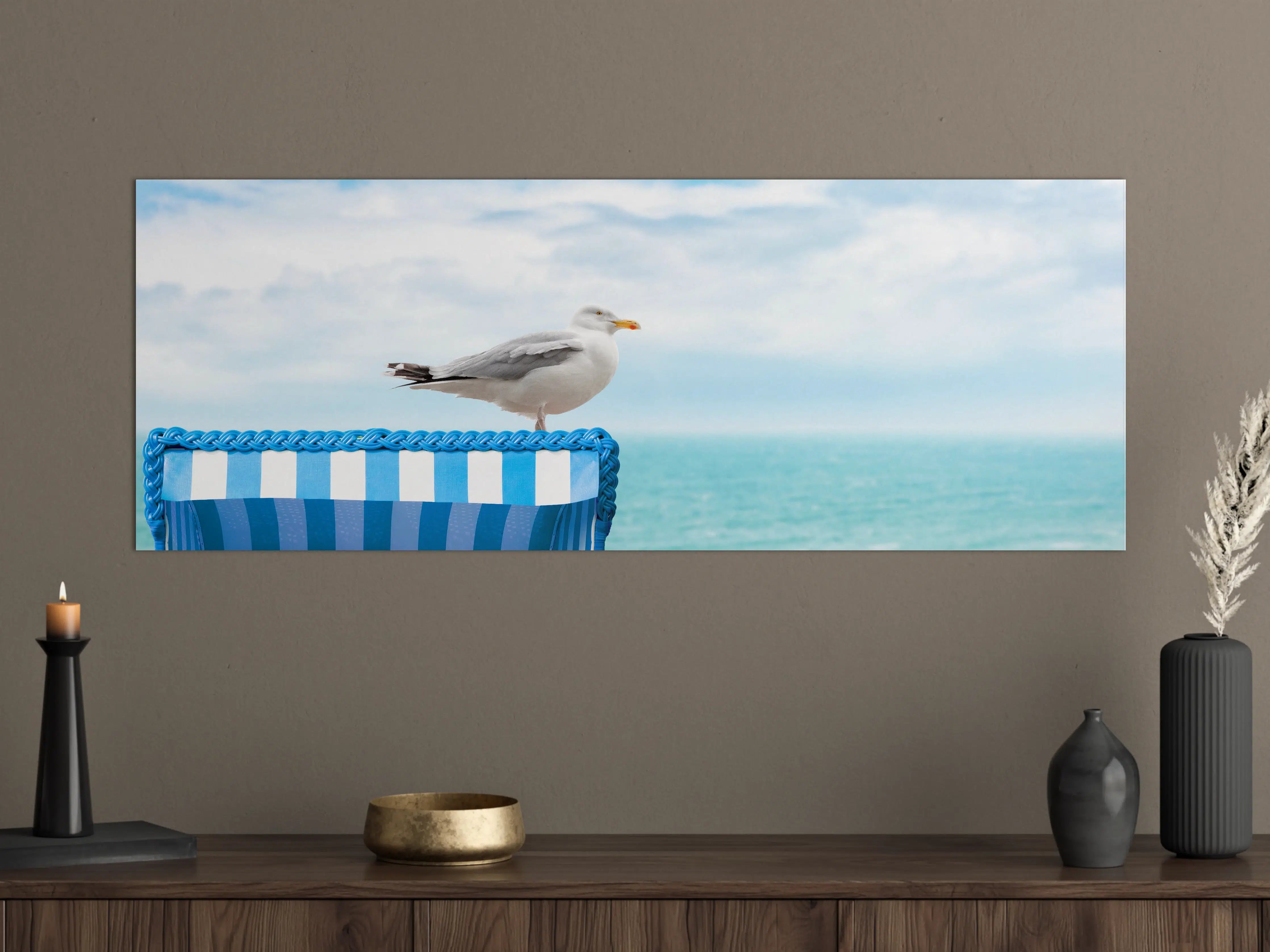 Große Wandbilder - Seagull by the Beach Chair