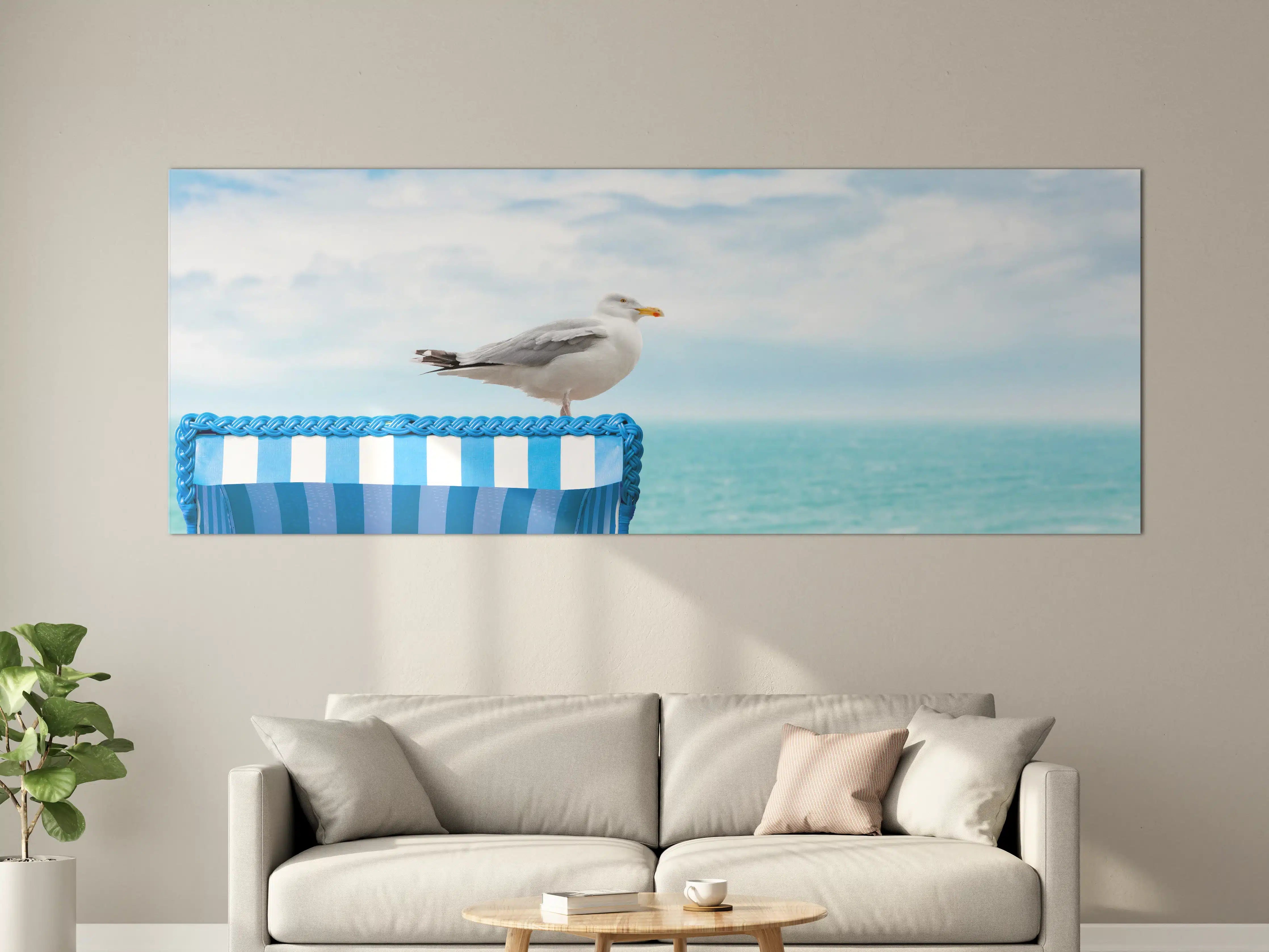 Große Wandbilder - Seagull by the Beach Chair