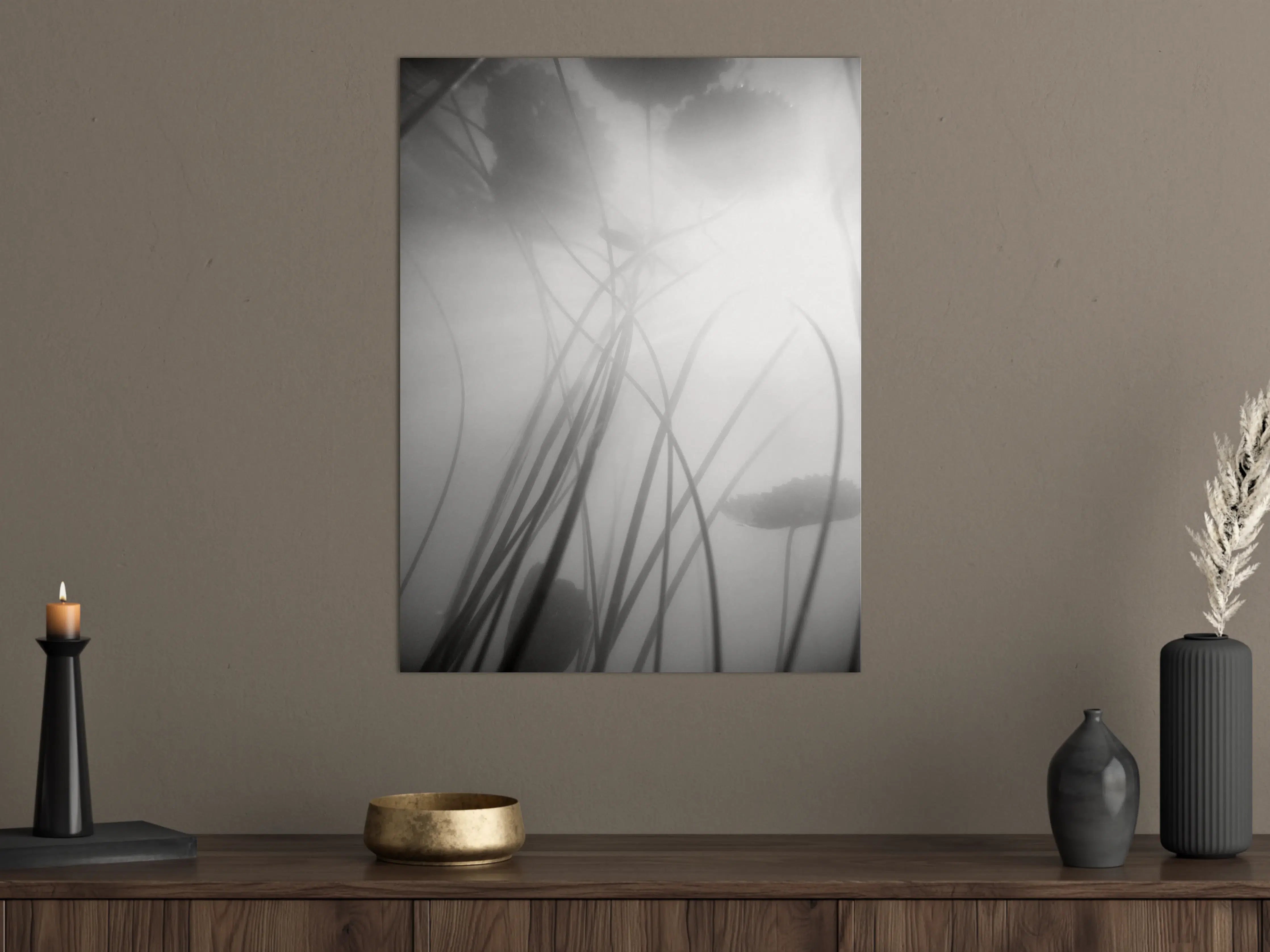 Große Wandbilder - Seerose Monochrom Reflexion
