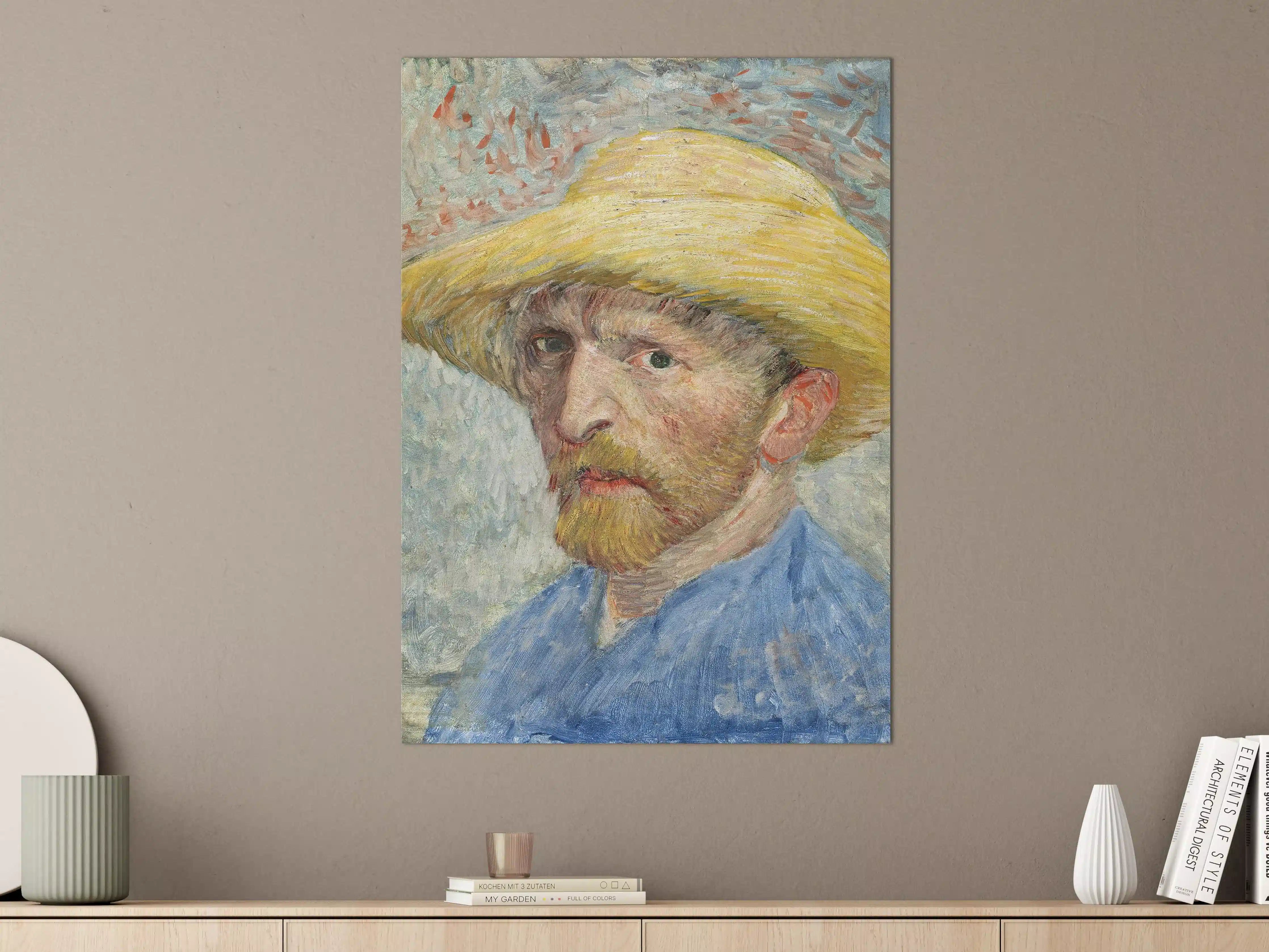 Große Wandbilder - Selbstporträt mit Sonnenhut in impressionistischem Stil